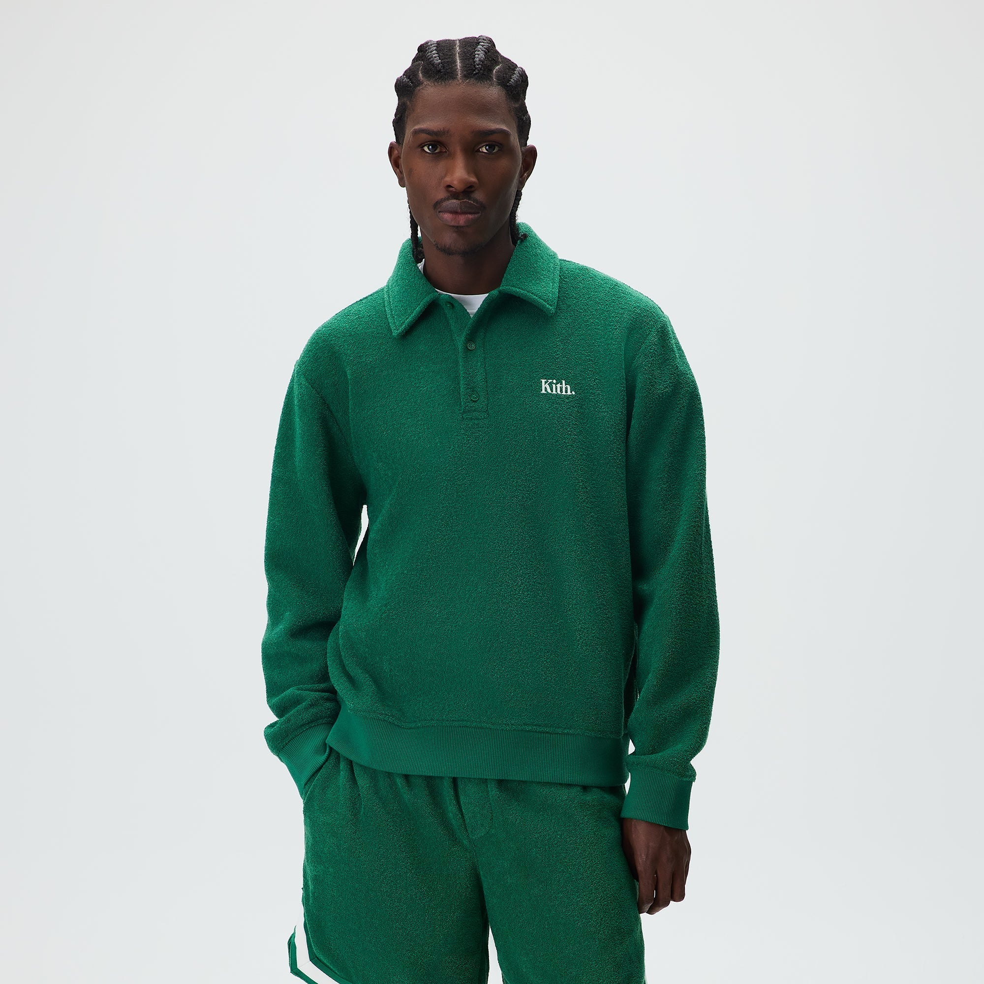 KITH オリーブ ポロシャツ Lサイズ Kith Towel Boucle Long Sleeve Drew Polo - Newt – Kith Canada