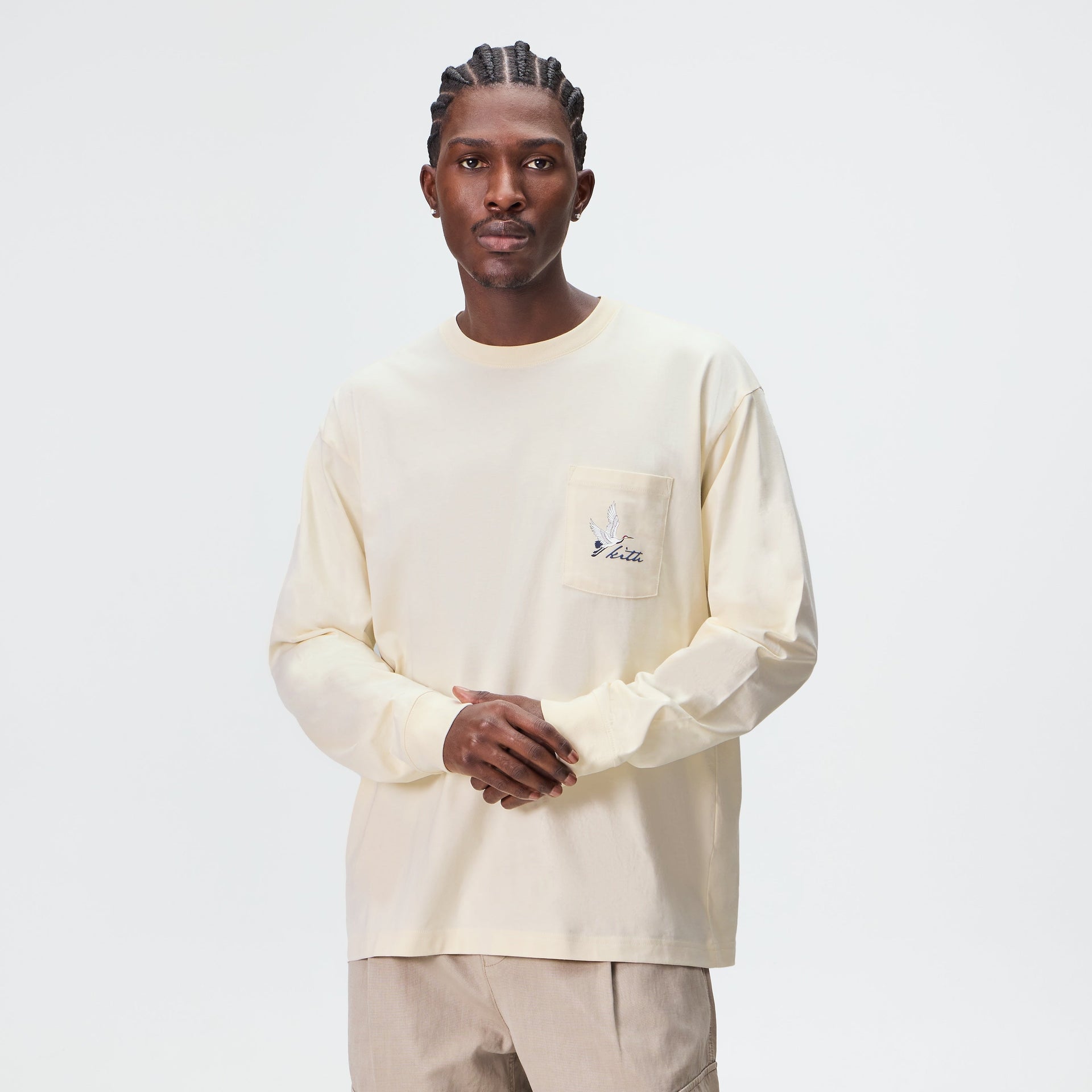 Kith Crane Horizon Long Sleeve Pocket Tee - Sandrift