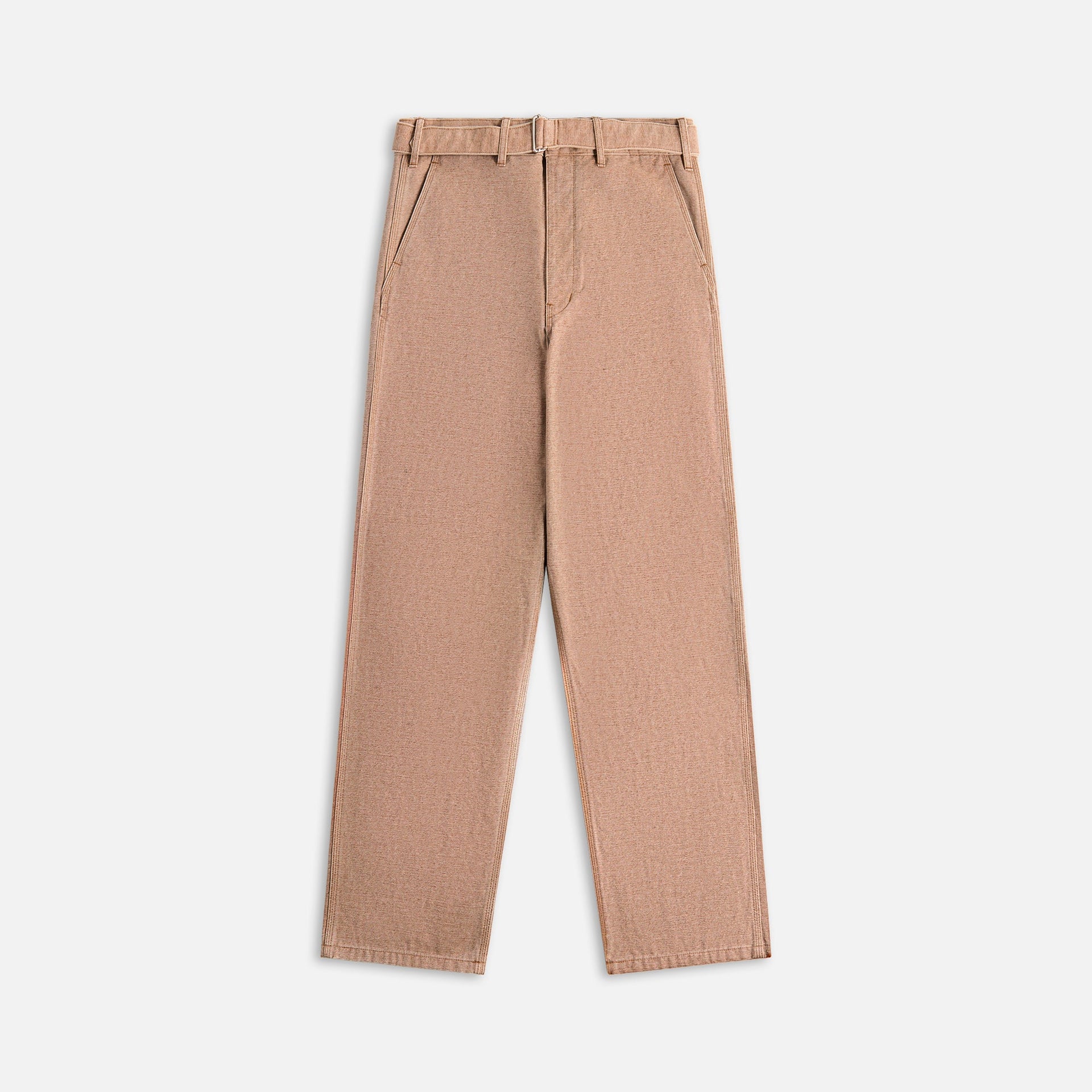 Auralee Washed Organic Canvas Belted Pants - Light Brown