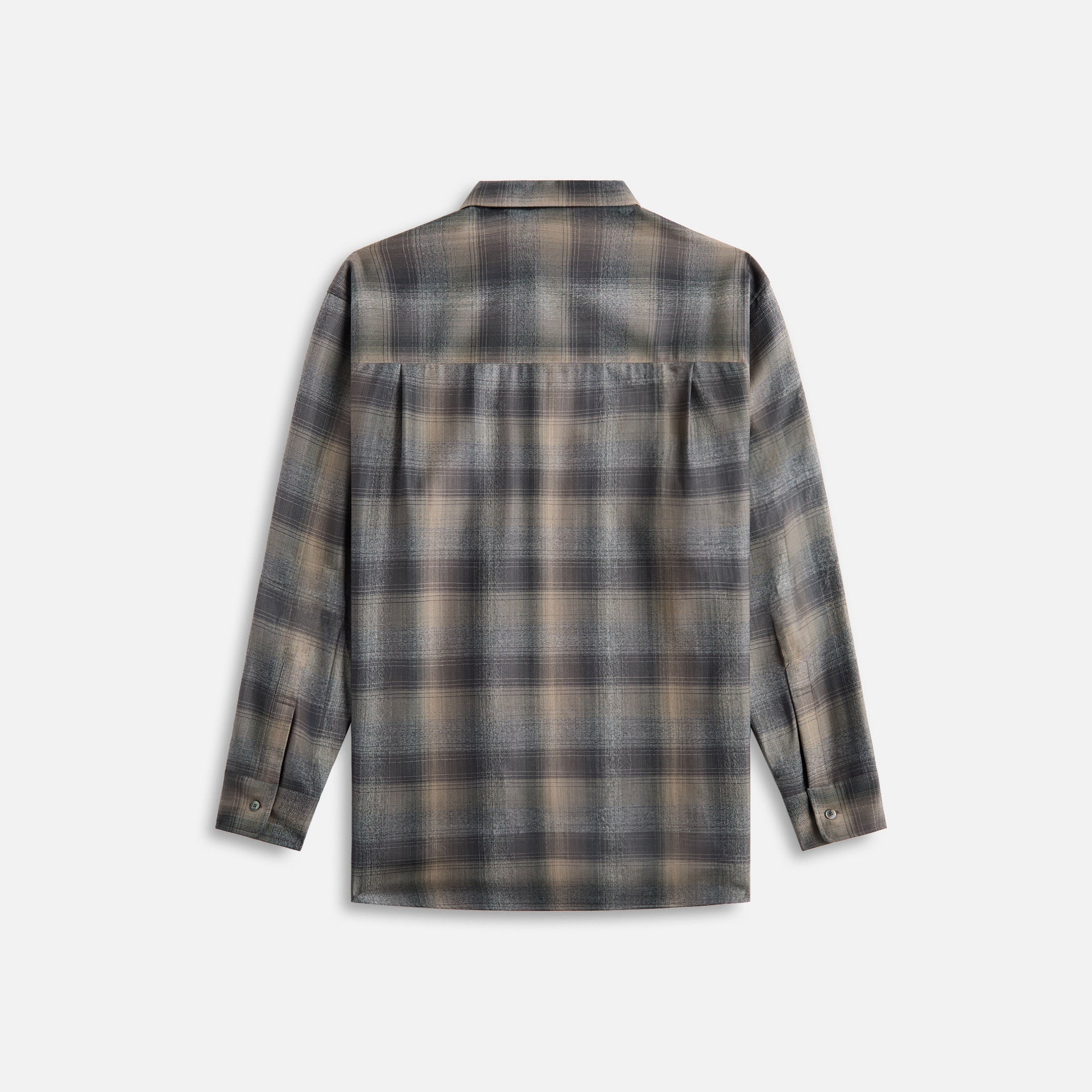 Auralee Super Light Wool Check Shirt Charcoal - Gray Check