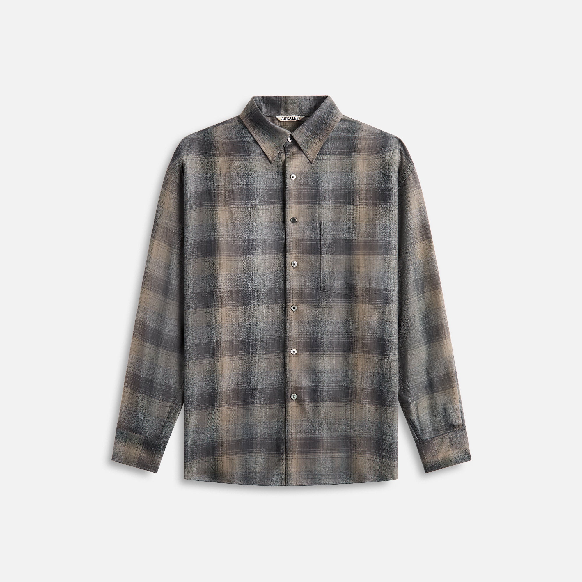 Auralee Super Light Wool Check Shirt Charcoal - Gray Check – Kith Canada