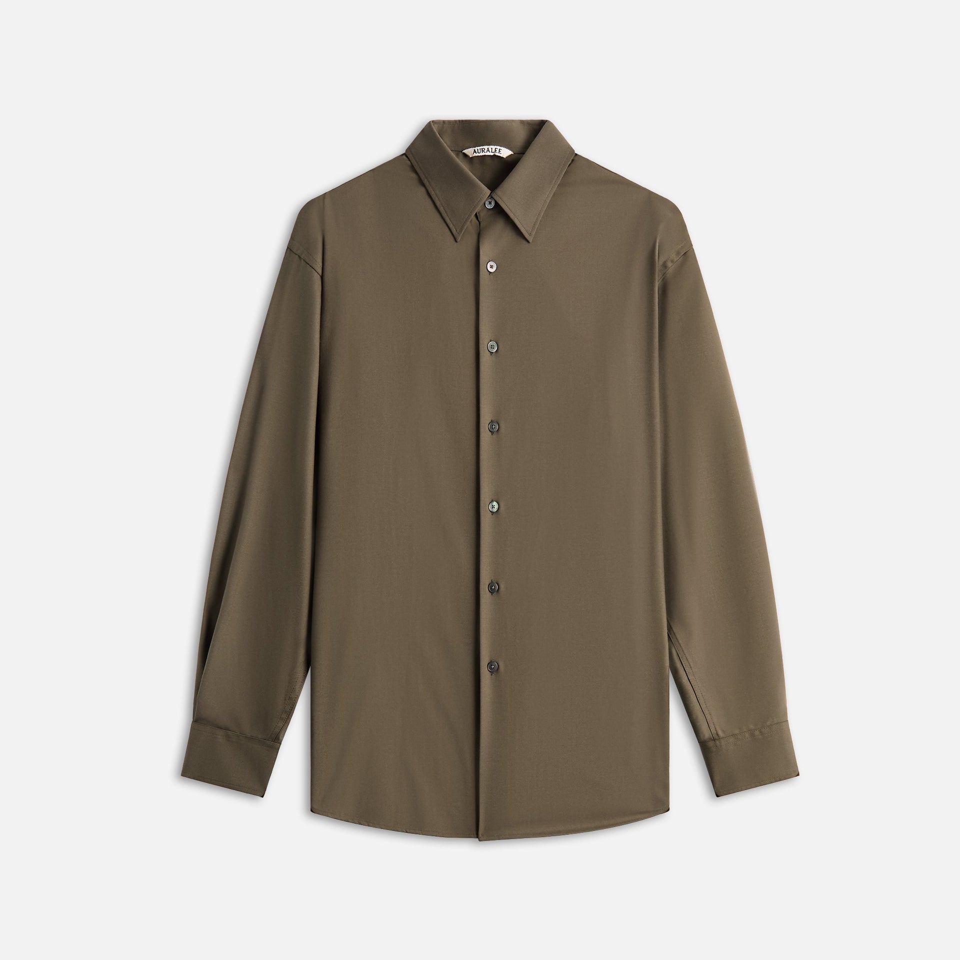 Auralee Super Fine Tropical Wool Shirt - Dark Khaki