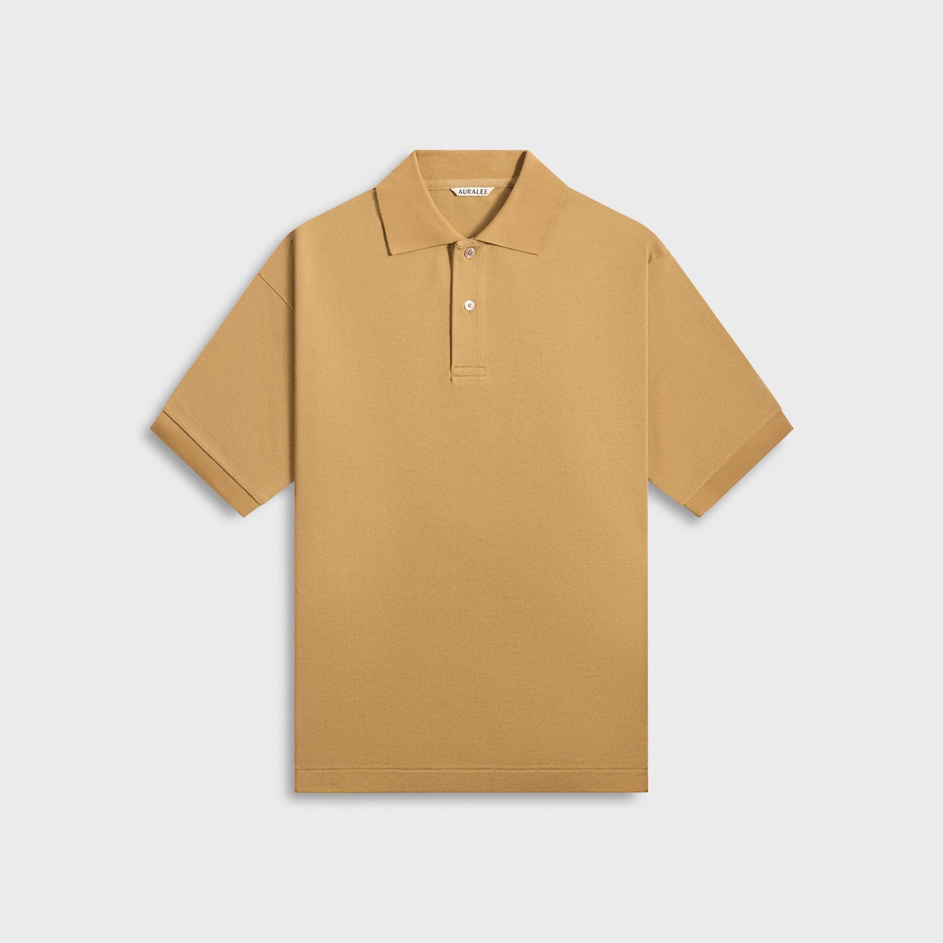 Auralee Pima Cotton Heavy Pique Polo - Khaki Beige