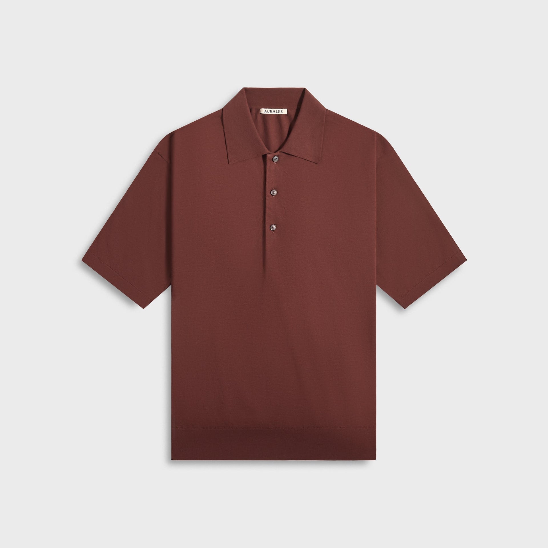 Auralee Super High Gauge Cotton Knit Polo - Brown