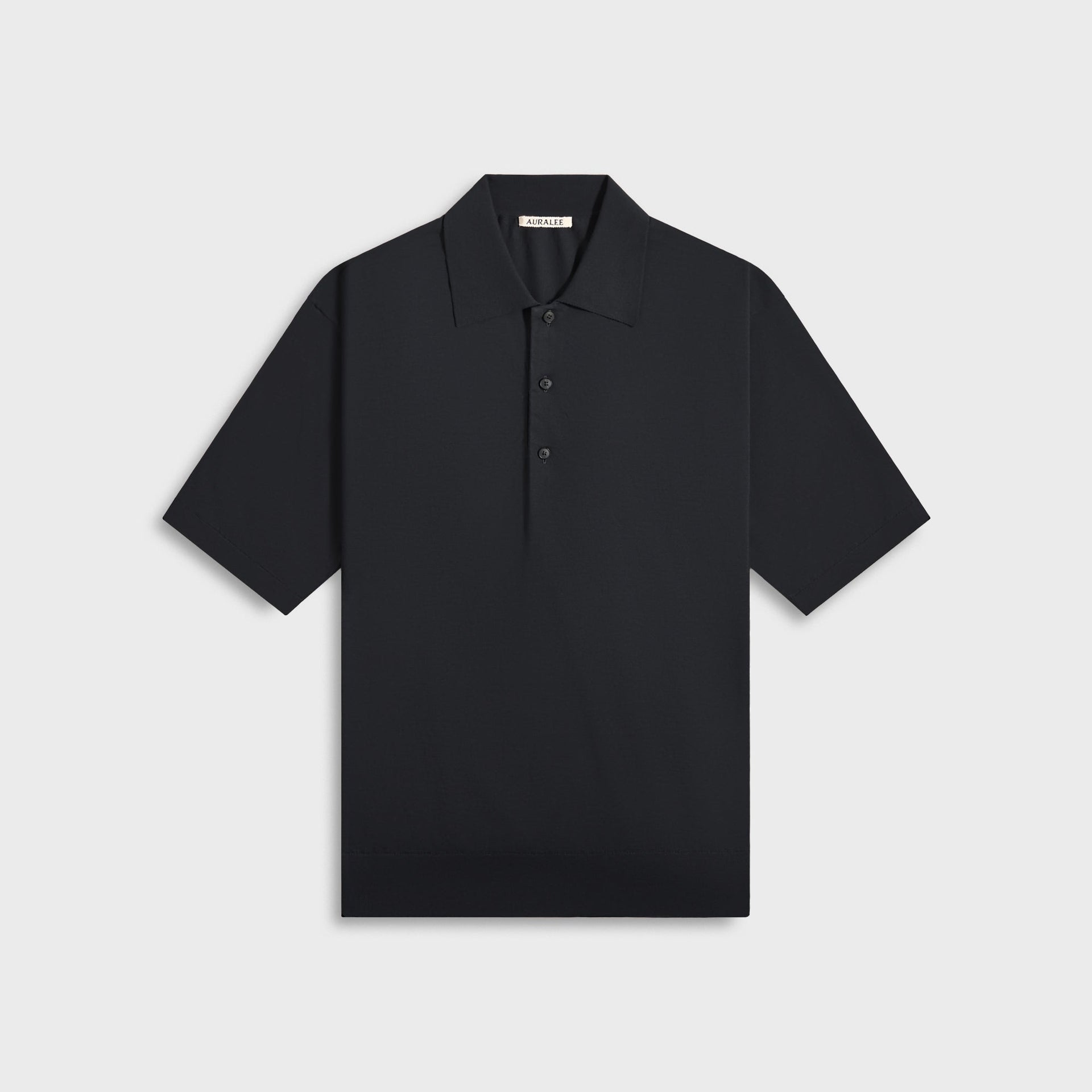 Auralee Super High Gauge Cotton Knit Polo - Dark Navy