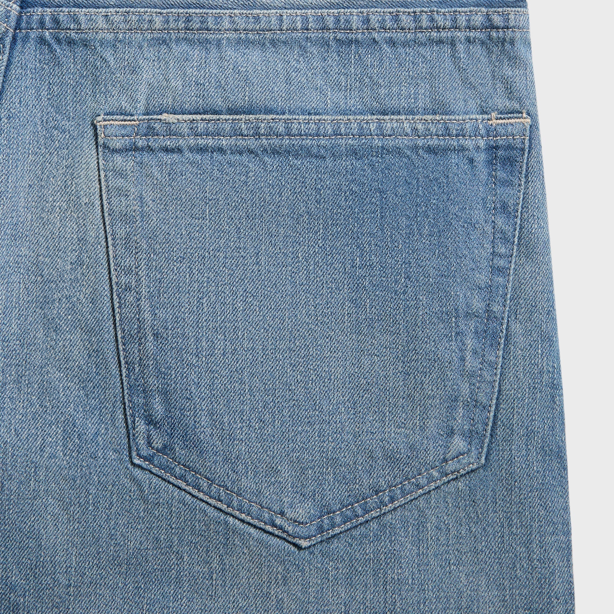 Auralee Selvedge Faded Light Denim Wide Pants - Light Indigo