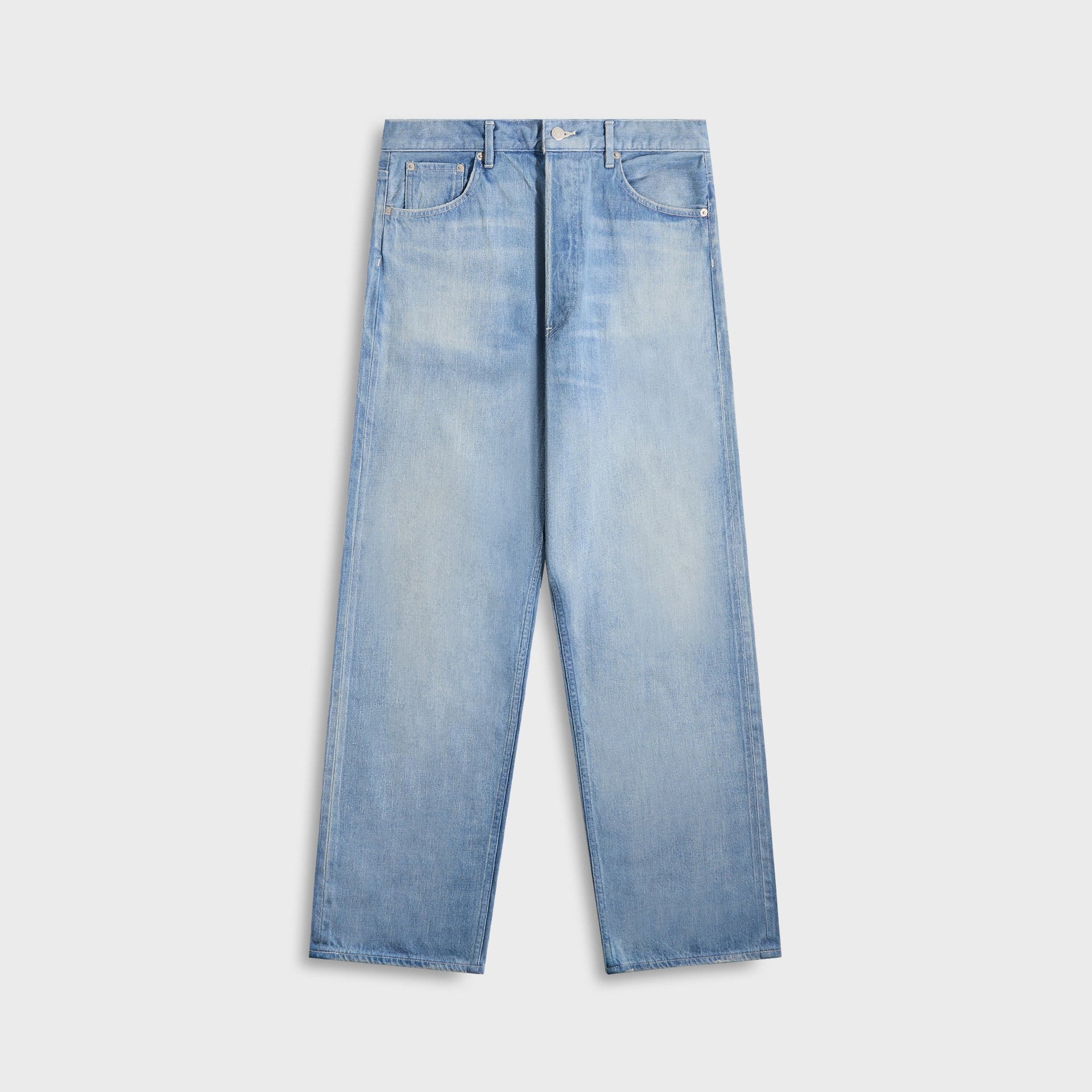Auralee Selvedge Faded Light Denim Wide Pants - Light Indigo