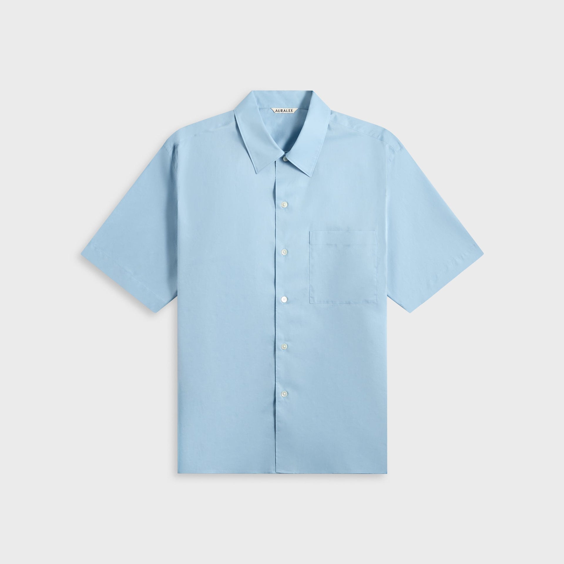 Auralee Washed Finx Typewriter Open Collar Shirt - Light Blue