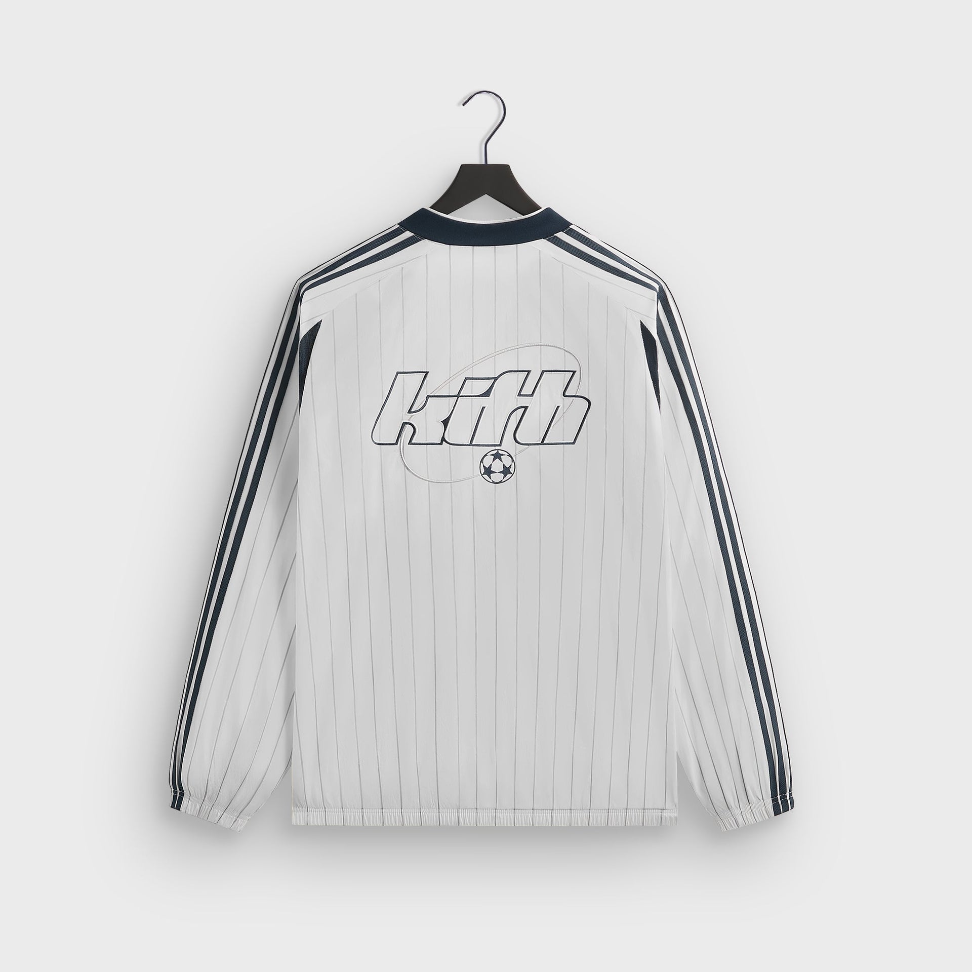Kith for adidas Football Pinstripe Long Sleeve V-Neck - White - PH