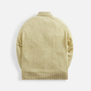 Auralee Shetland Wool Cashmere Knit Cardigan - Yellow Green