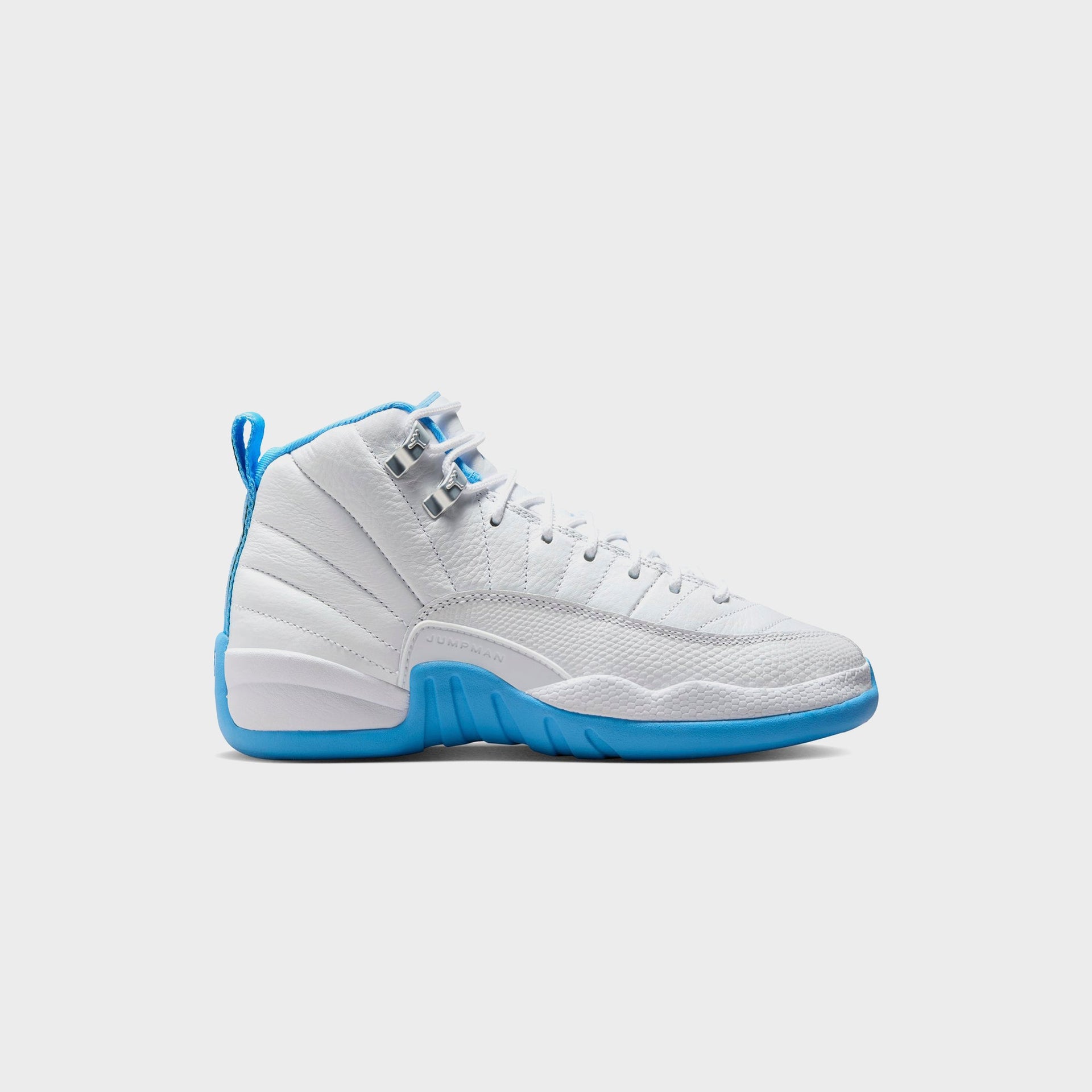 Nike Grade School Jordan 12 Retro - White / Metallic Silver / University Blue