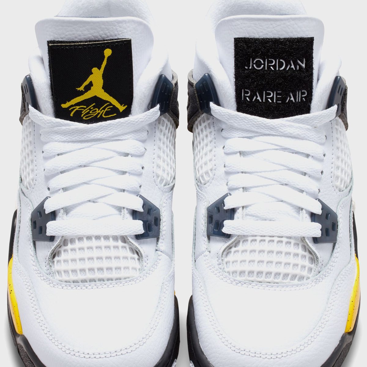 Jordan GS Air Jordan 4 Retro - White / Dark Blue Grey / Black / Tour Yellow