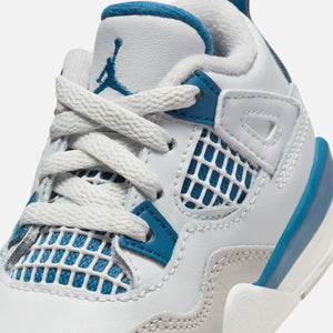 Nike TD Air Jordan 4 Retro - Off White / Military Blue / Neutral