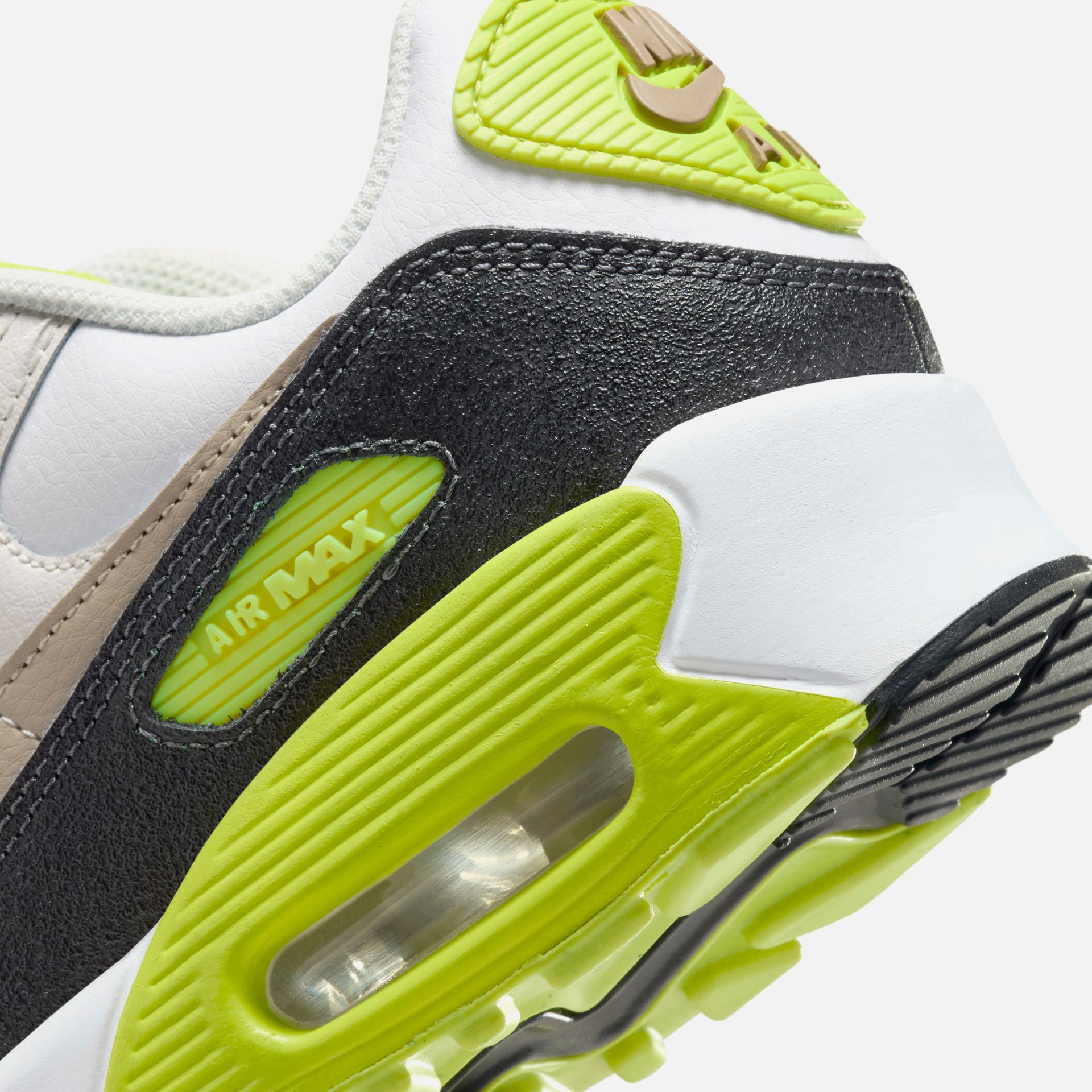 Nike GS Air Max 90 - White / Khaki / Cyber / Dark Smoke Grey