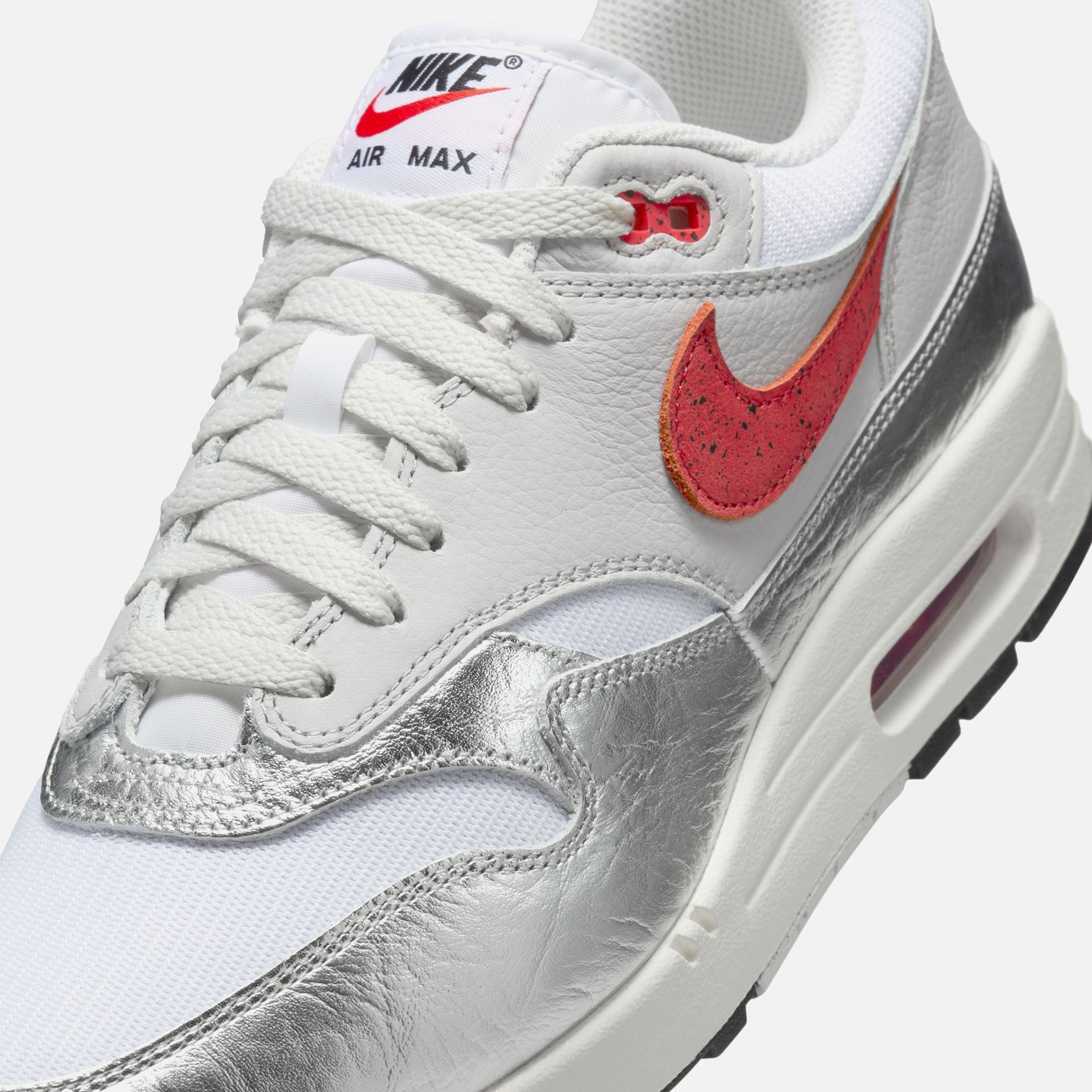 Nike Air Max 1 Premium NB1 - White / Chile Red / Metallic Silver