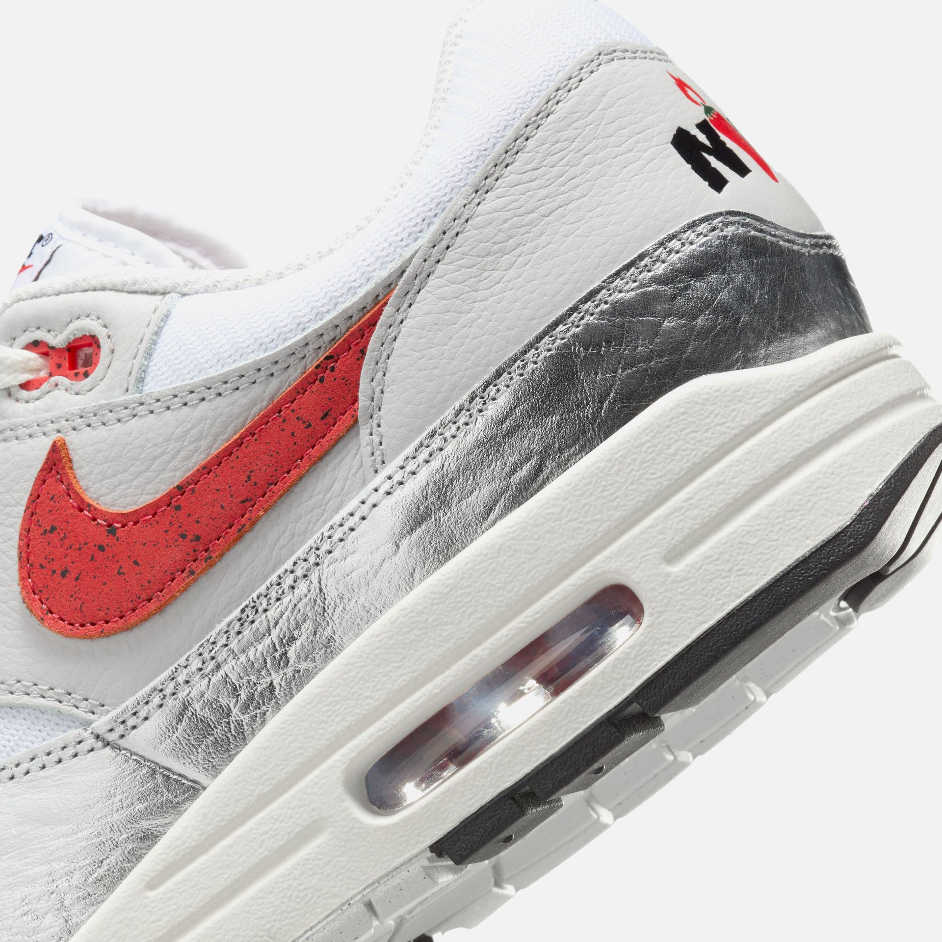 Nike Air Max 1 Premium NB1 - White / Chile Red / Metallic Silver