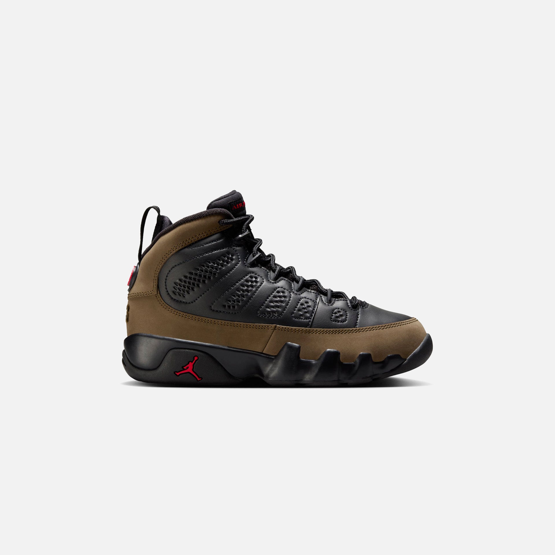 Jordan GS Air Jordan 9 Retro - Black / Light Olive / Varsity Red