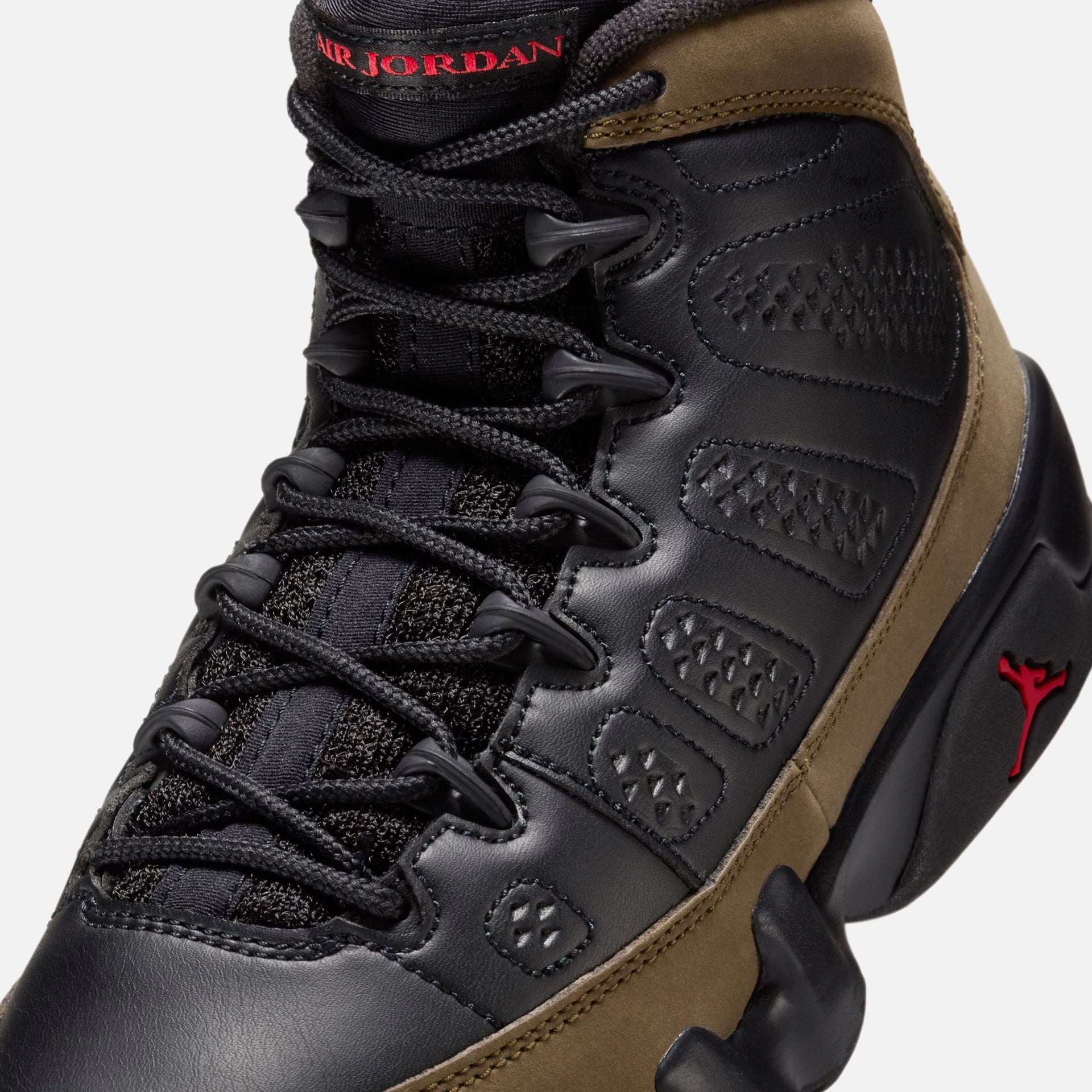 Jordan GS Air Jordan 9 Retro - Black / Light Olive / Varsity Red