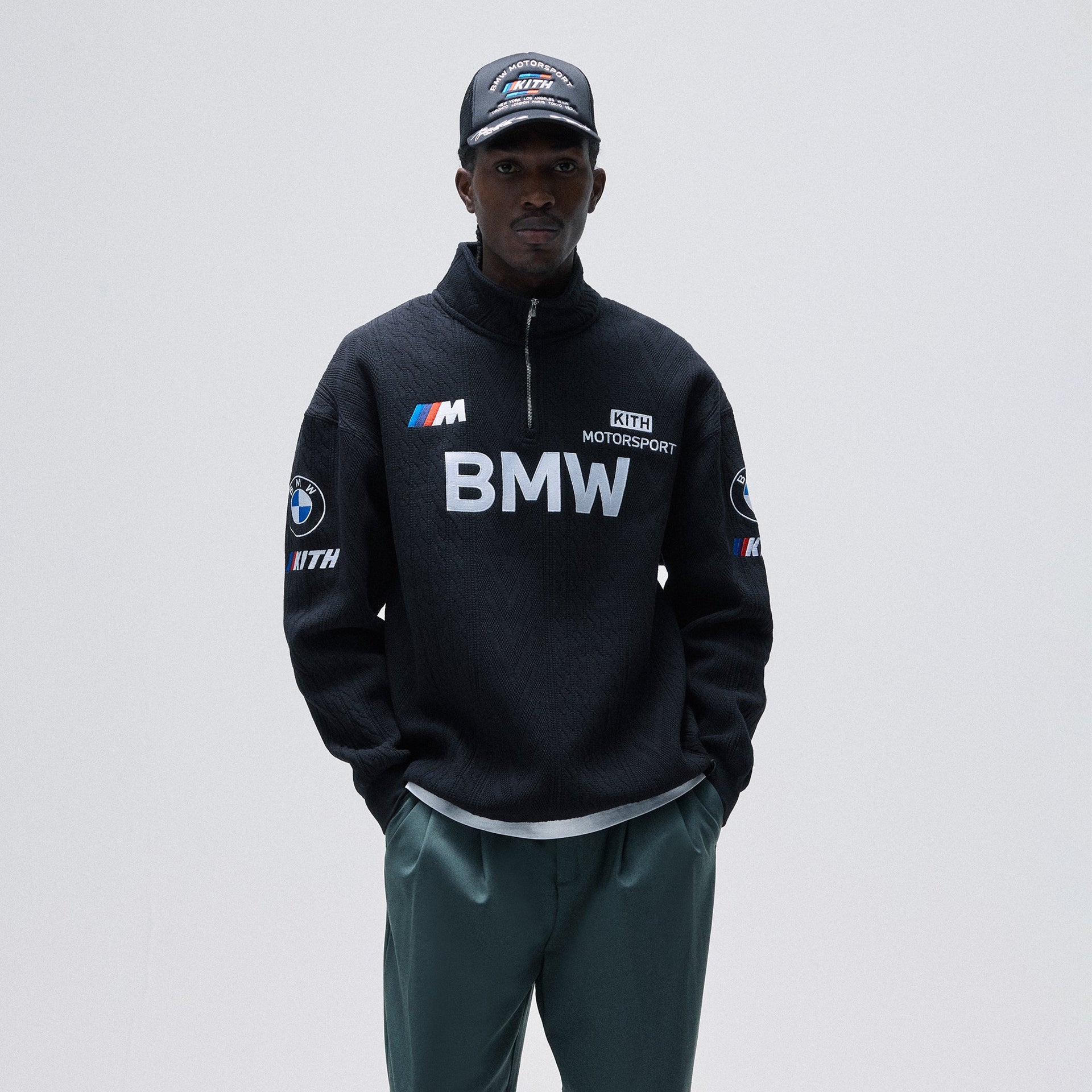 Kith for BMW Cable Fleece Quarter Zip - Black