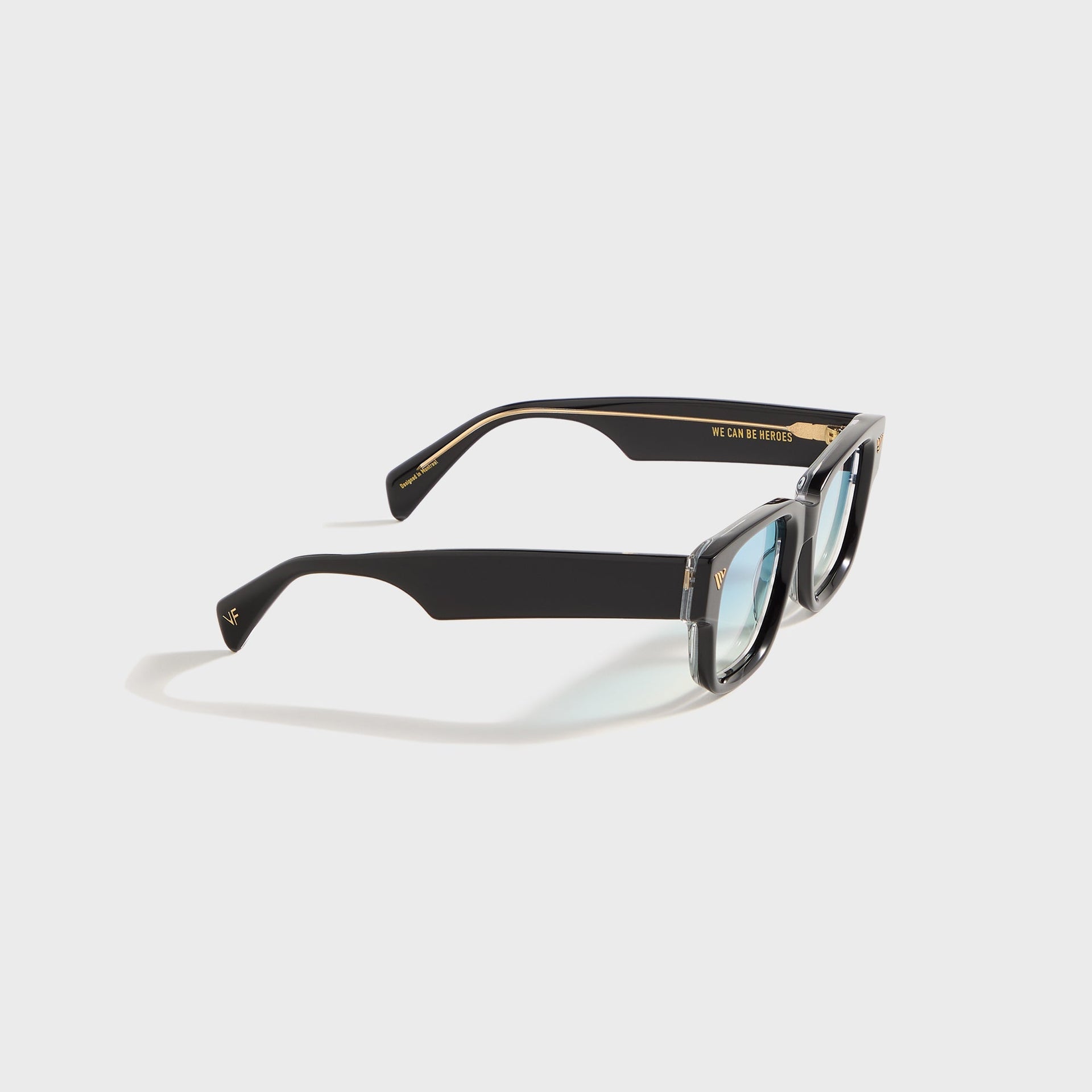 Vintage Frames Bowie Black and Clear Acetate - Glossy Black / Blue