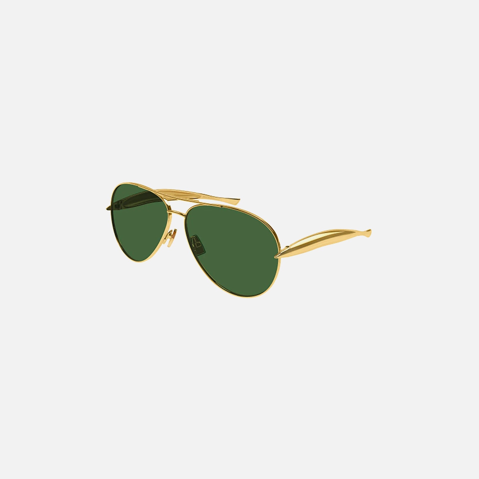 Bottega Veneta Metal 64 Aviator Frame Sunglasses - Gold