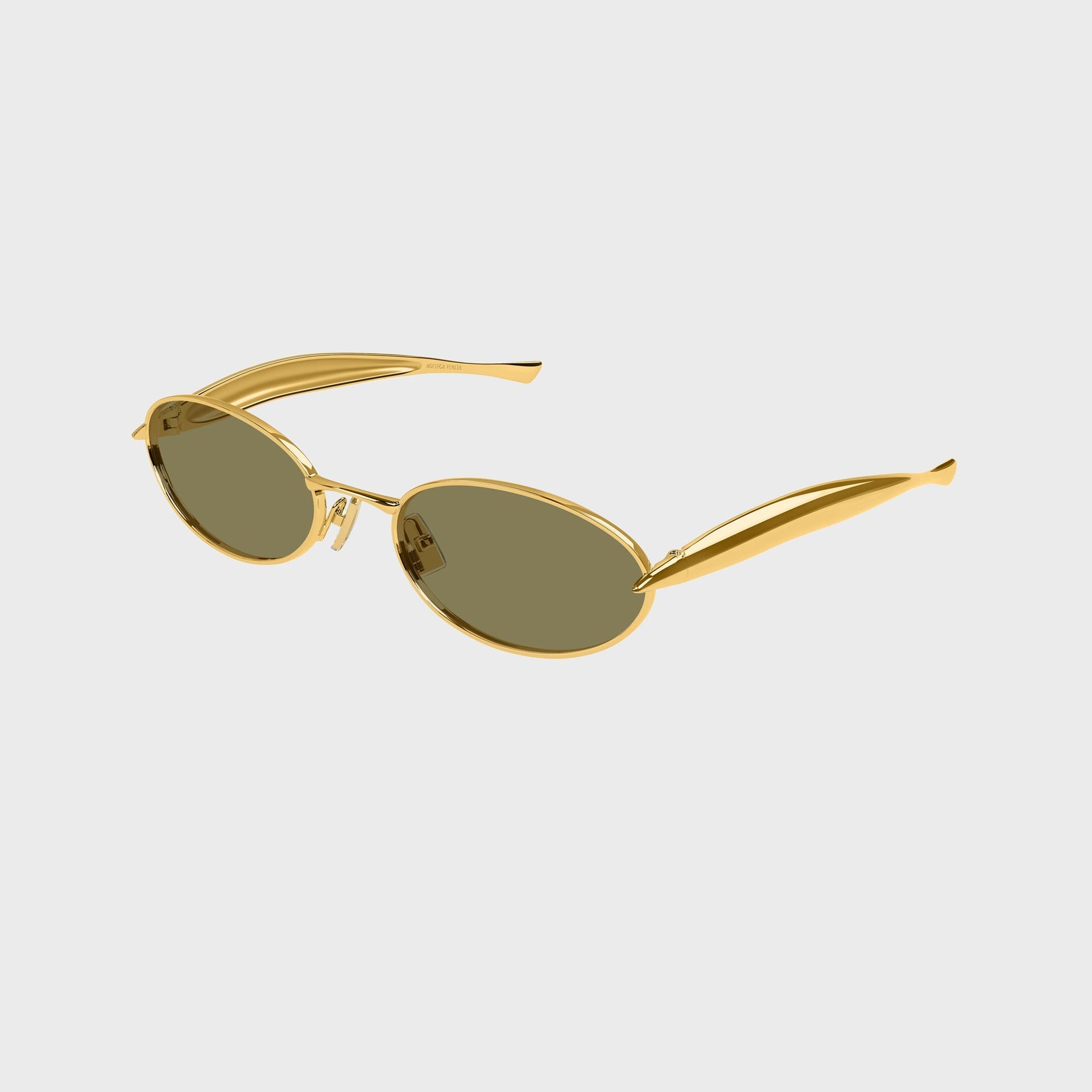 Bottega Veneta Metal Oval Sunglasses - Gold / Green