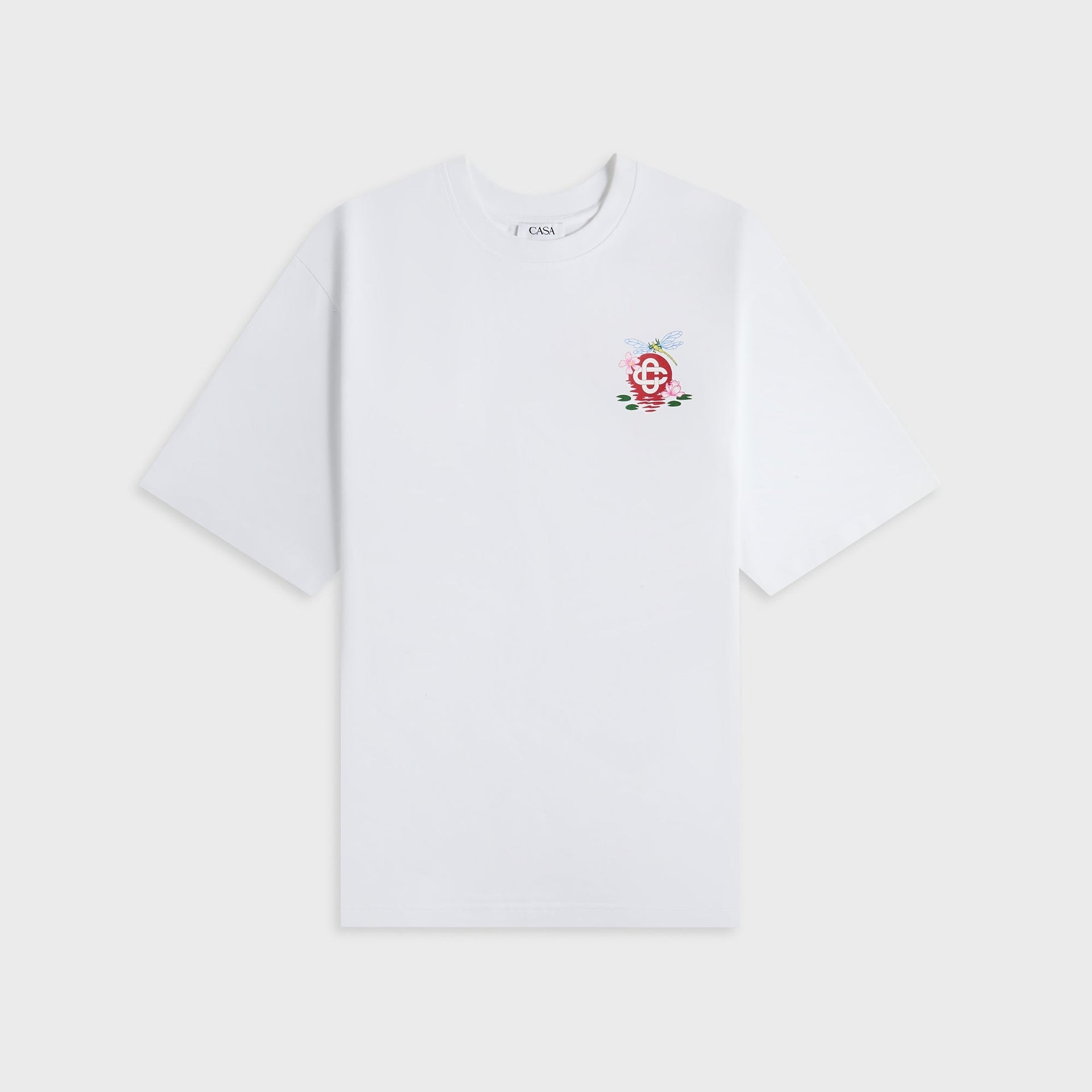 Casablanca Dragonfly Floral Printed Oversized Tee Jersey - White