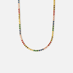 Crystal Haze Rainbow Hearts Necklace - Multi