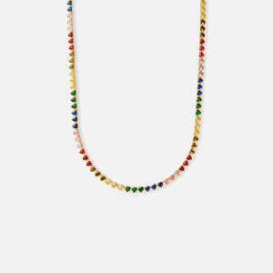 Crystal Haze Rainbow Hearts Necklace - Multi