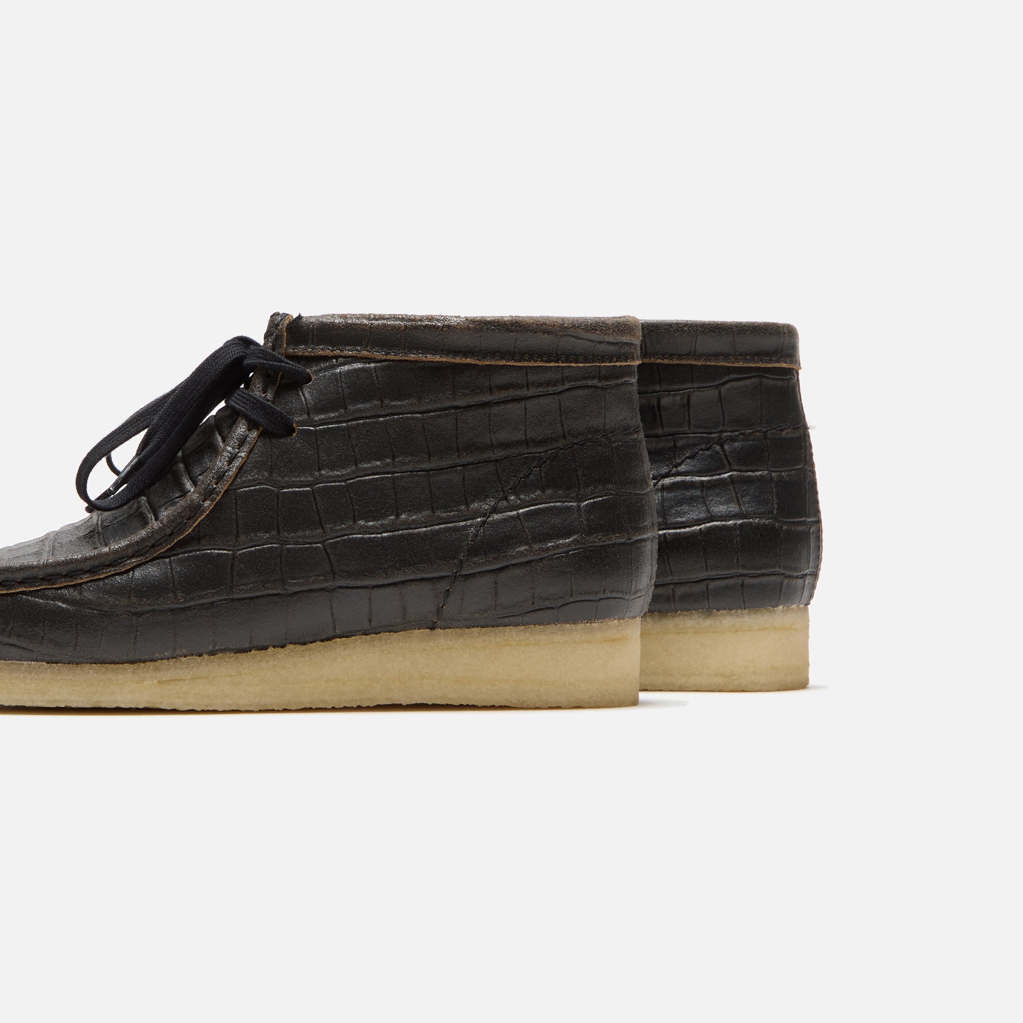 Clarks Wallabee Harajuku Croc Distress Leather Boot - Black – Kith
