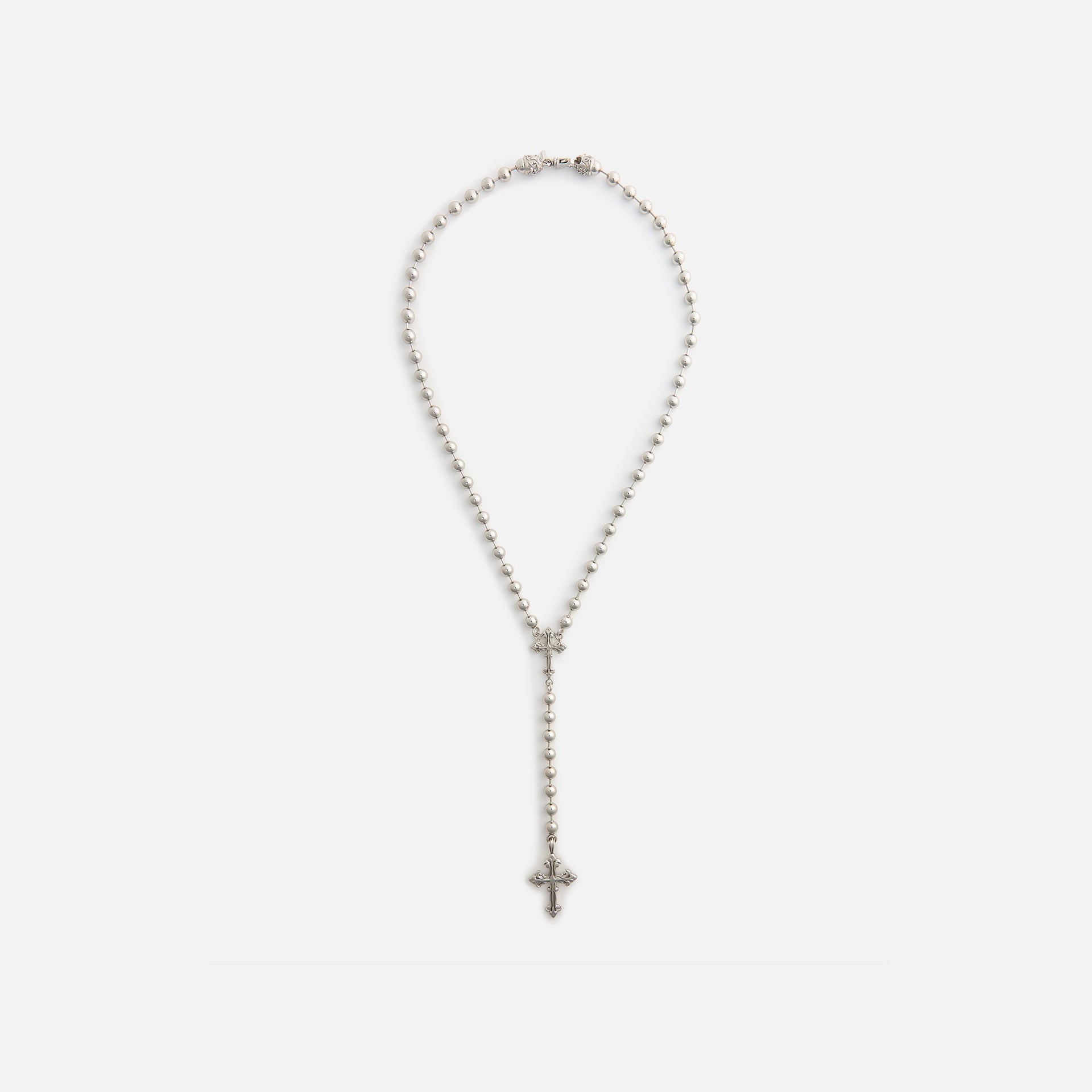 Emanuele Bicocchi Beaded Chain Rosary Necklace - Silver