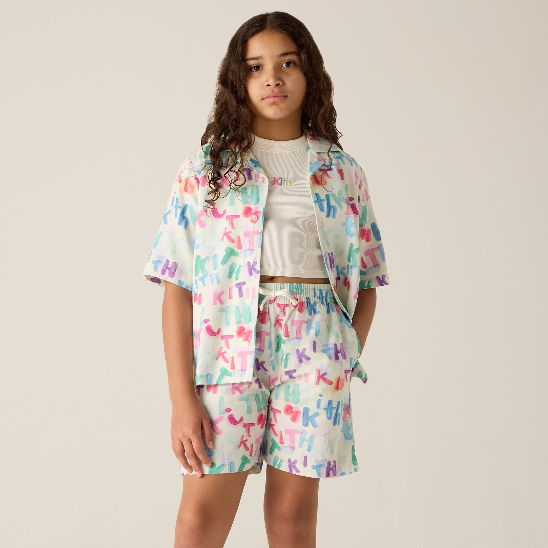Kith Kids Watercolor Camp Shirt - White