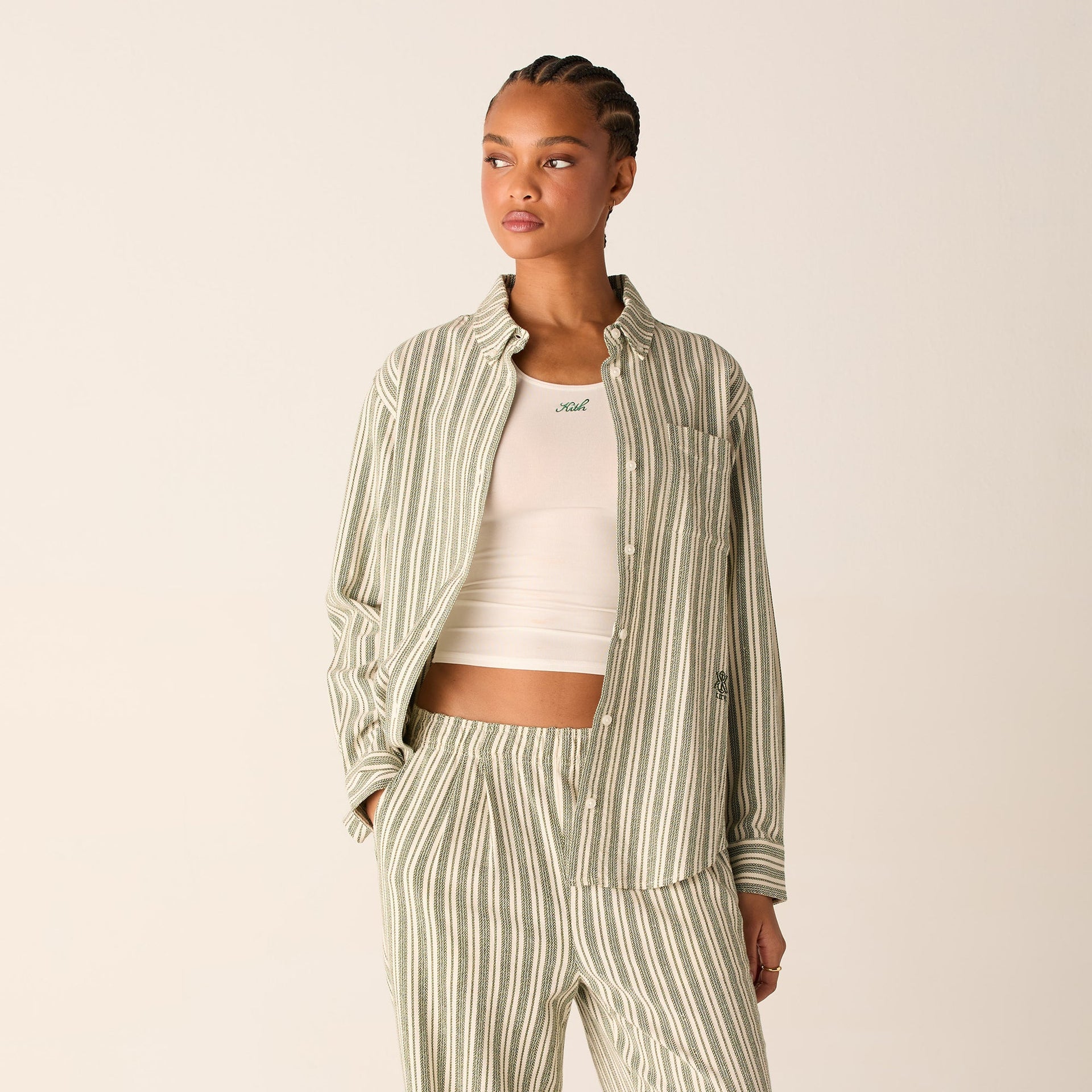 Kith Women Ora II Dobby Stripe Shirt - Turf