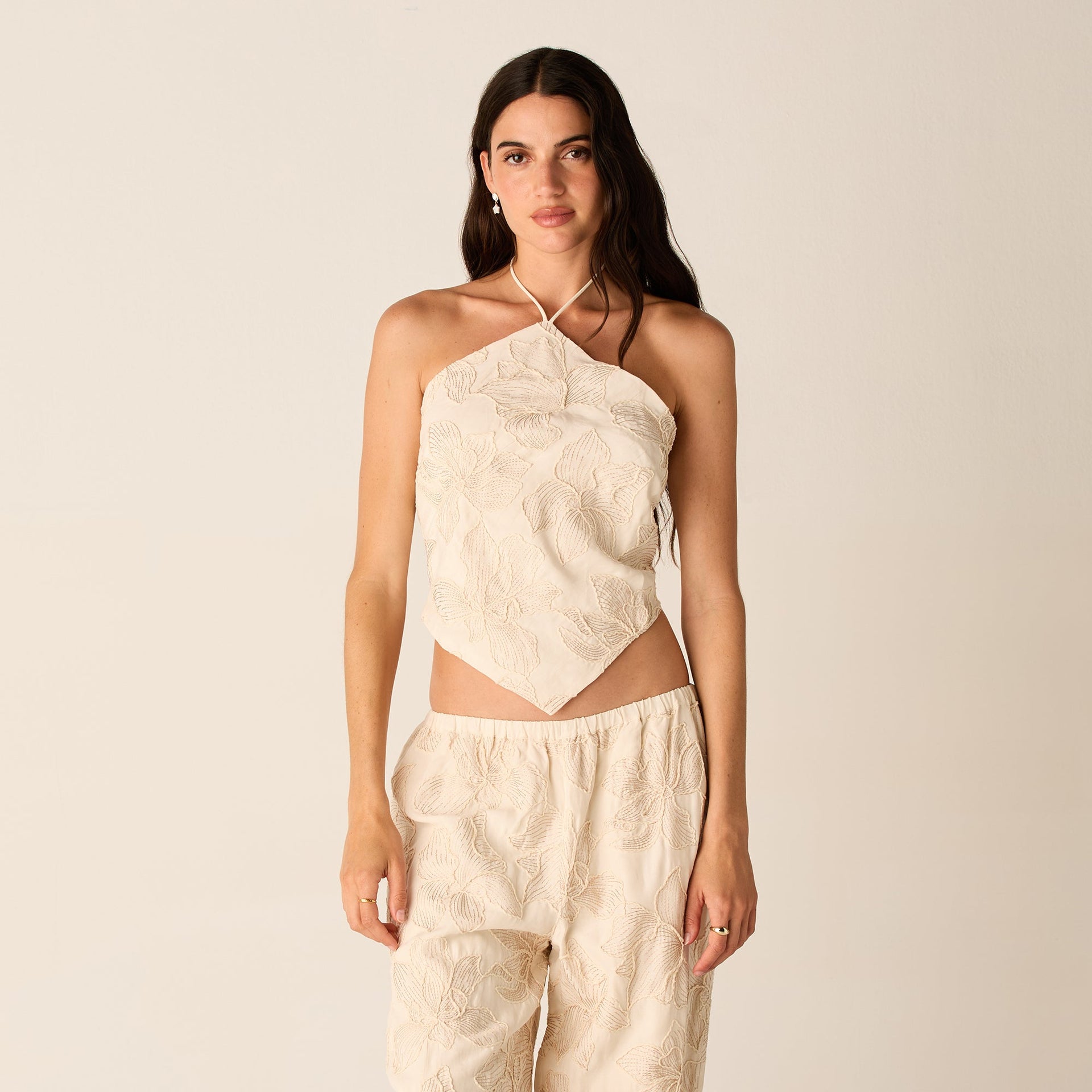 Kith Women Kumi Floral Embroidered Halter - Sandrift