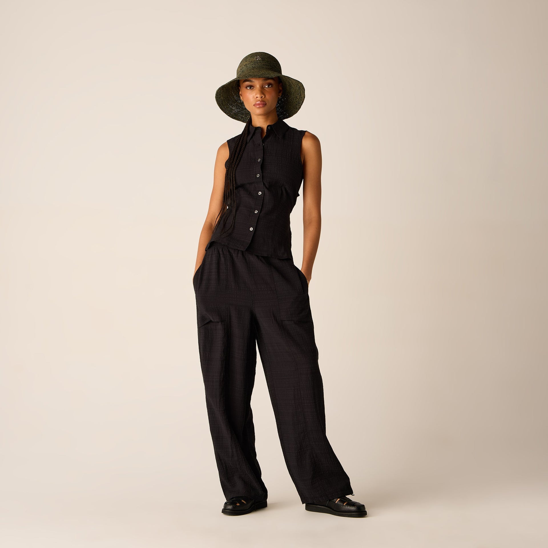 Kith Women Aki Backless Button Down Tank - Black