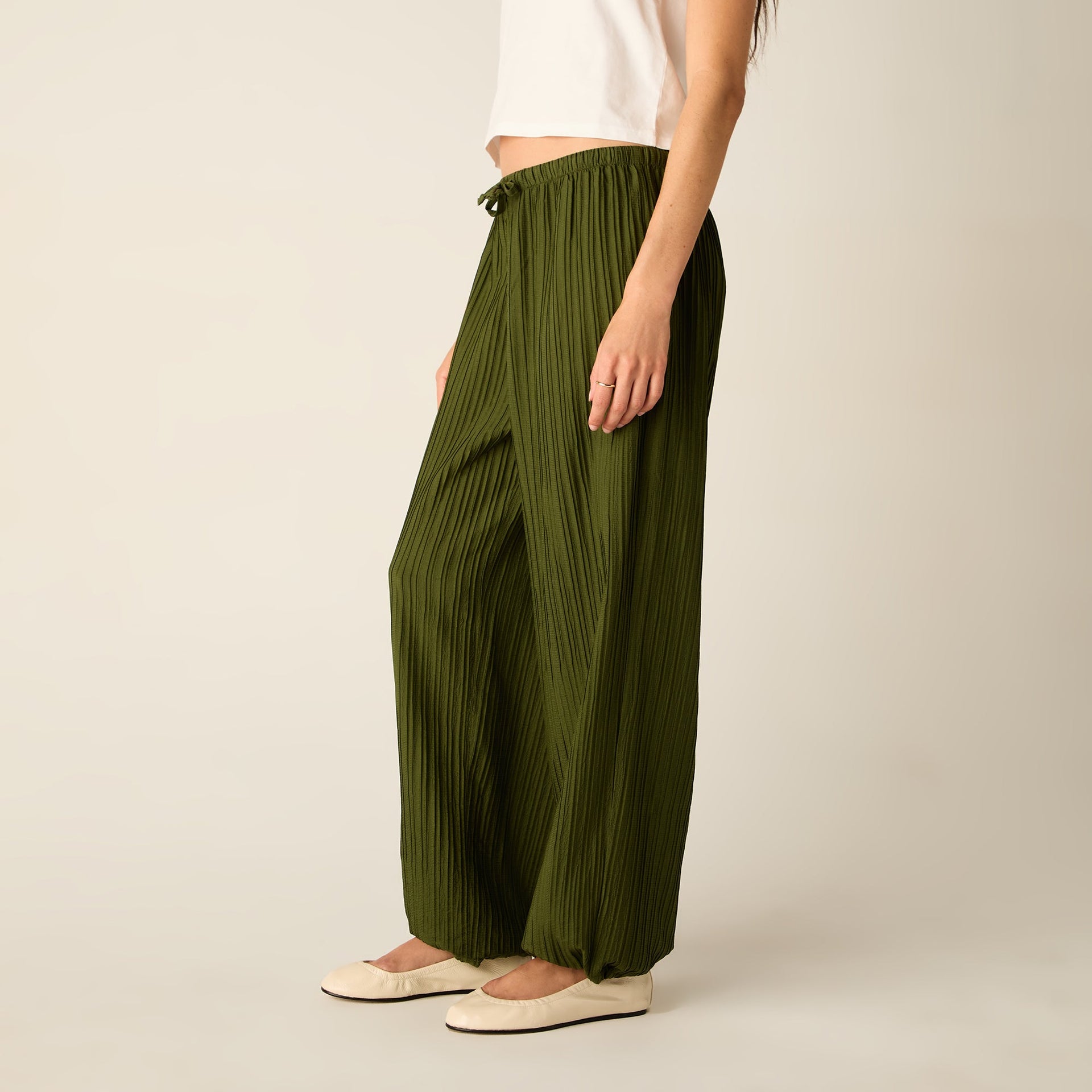Kith Women Kavi II Plisse Drawstring Pant - Kelp