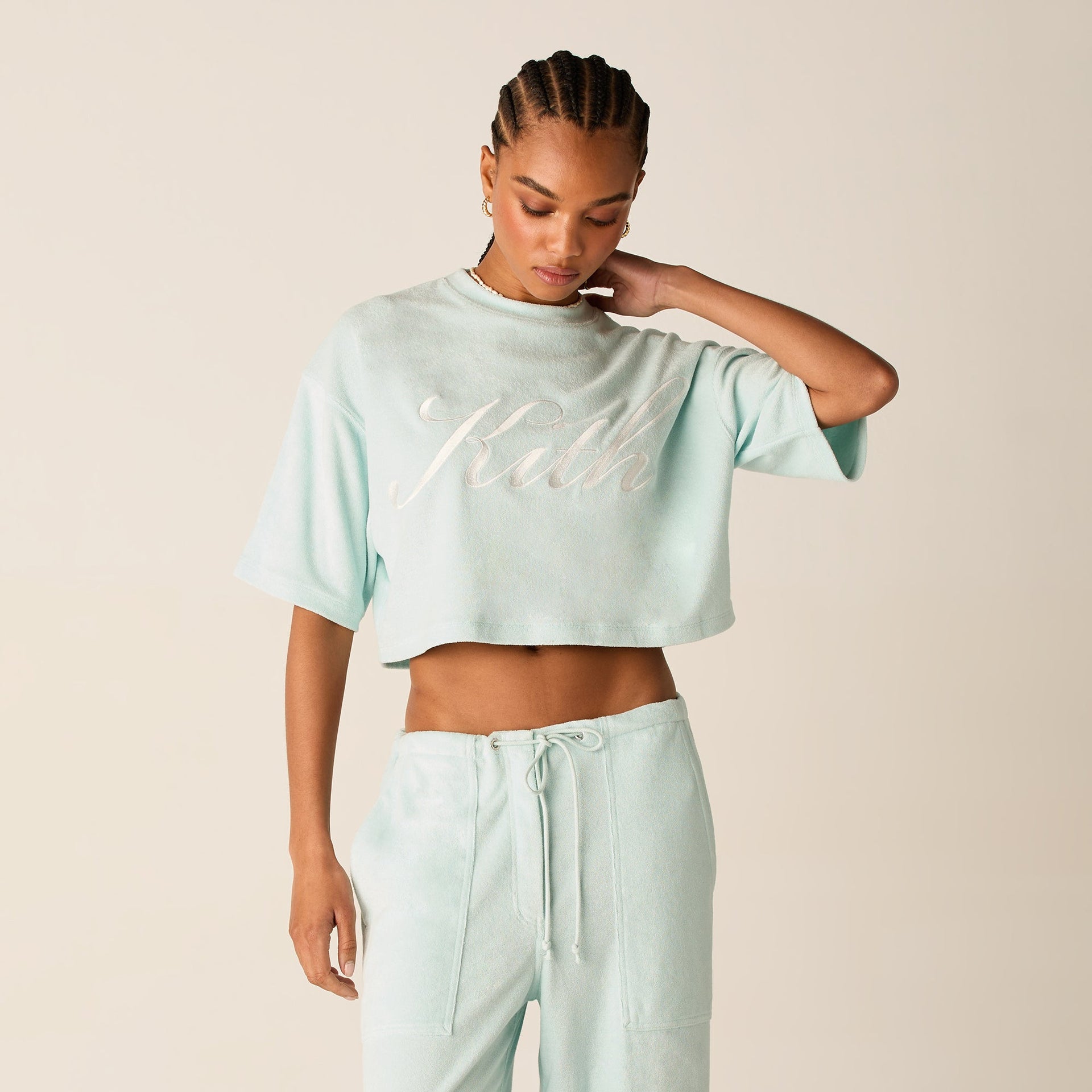 Kith Women Min Towel Terry Cropped Tee - Helium