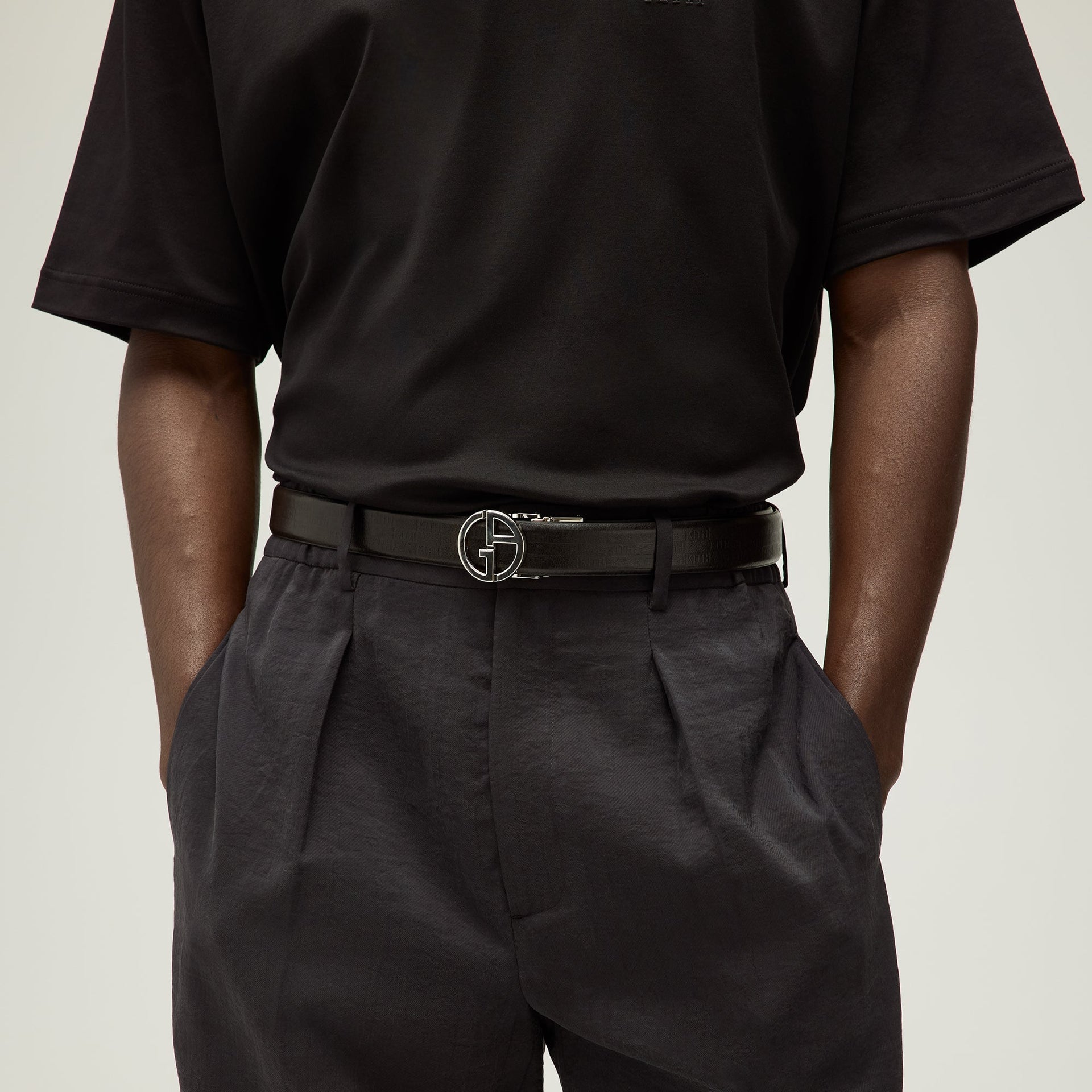 Giorgio Armani & Kith Reversible Leather Belt - Black