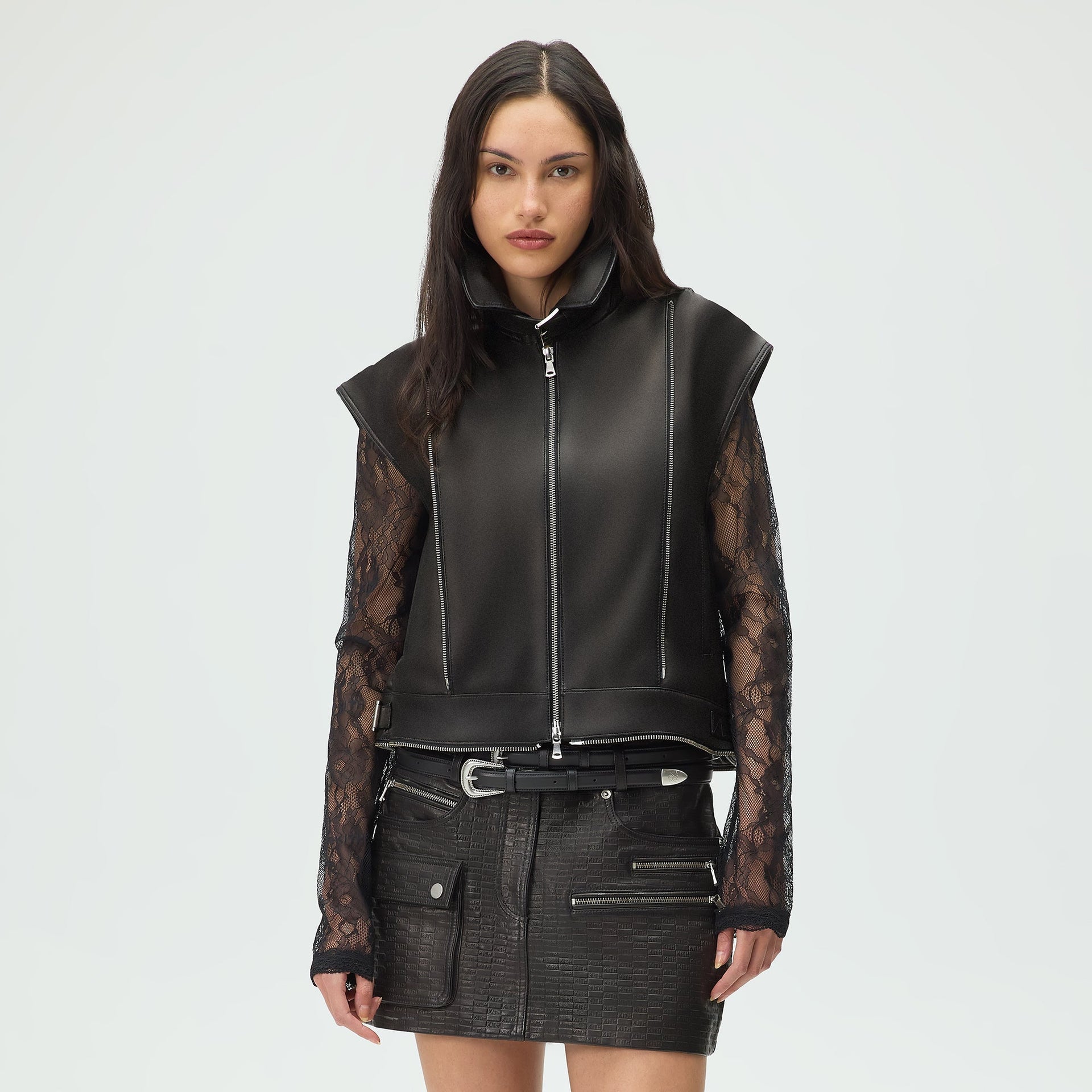 Lisa for Kith Women Hera Convertible Leather Coat - Black