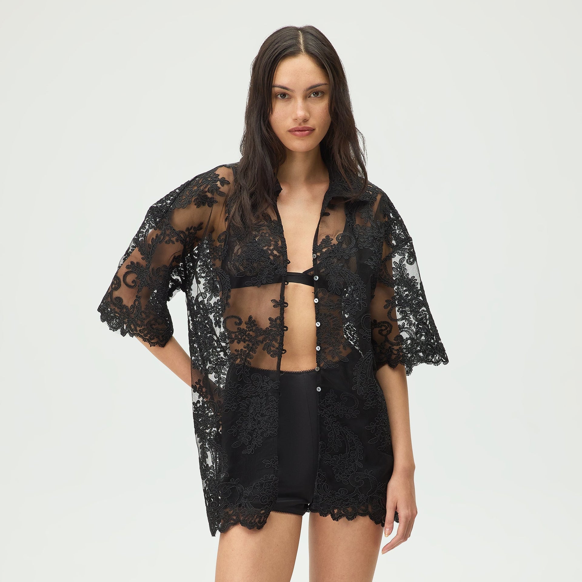 Lisa for Kith Women Laina Lace Overshirt - Black