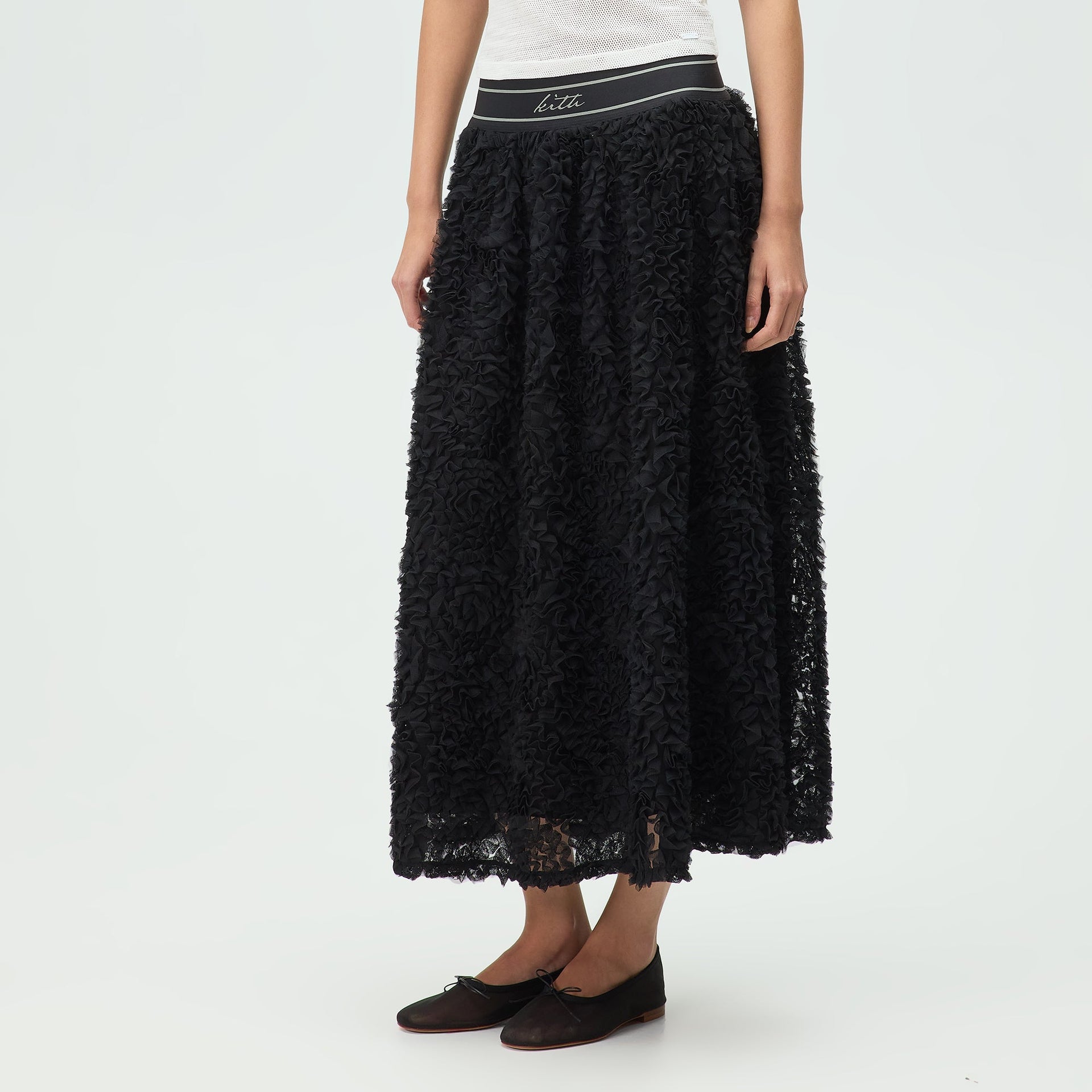 Lisa for Kith Women Rina Ruffle Midi Skirt - Black
