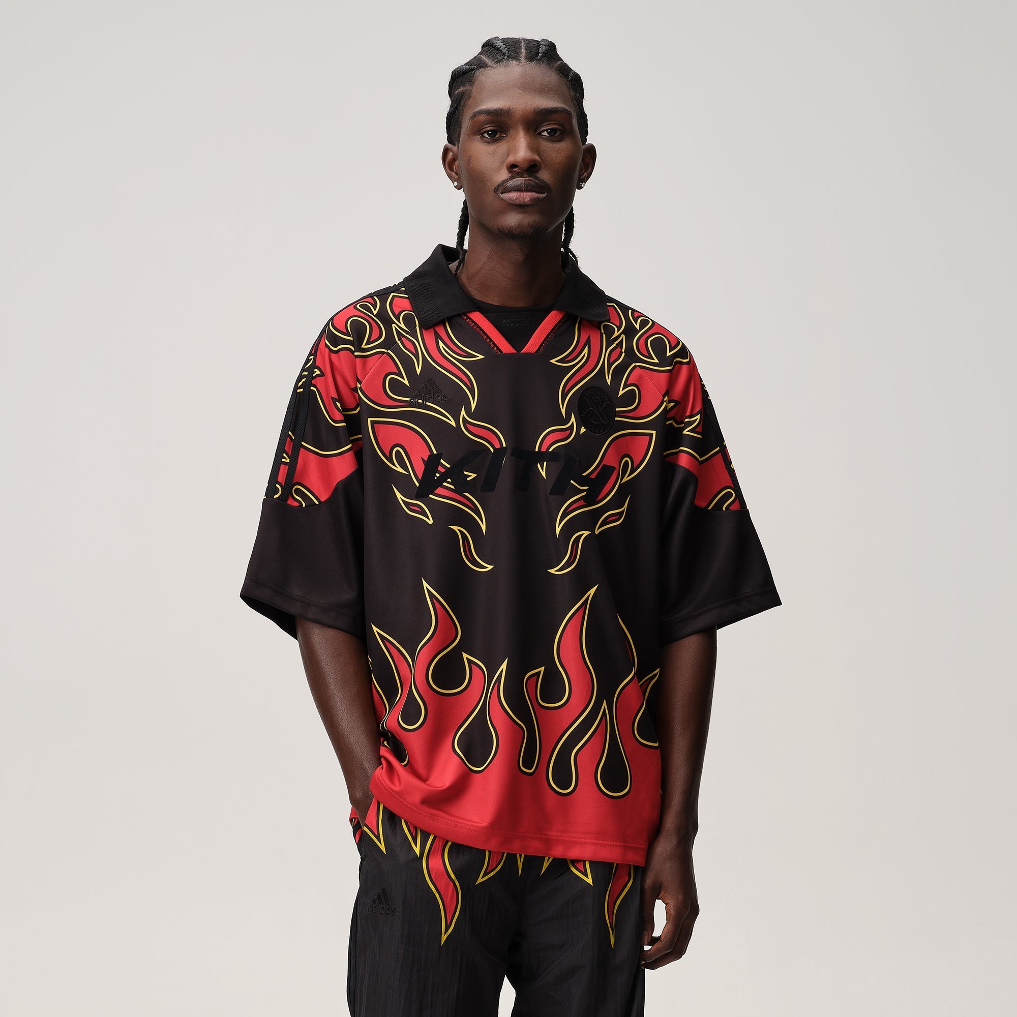 ウェア bott Flame Soccer Shirt Kith for adidas Football Flame Soccer Jersey - Black – Kith