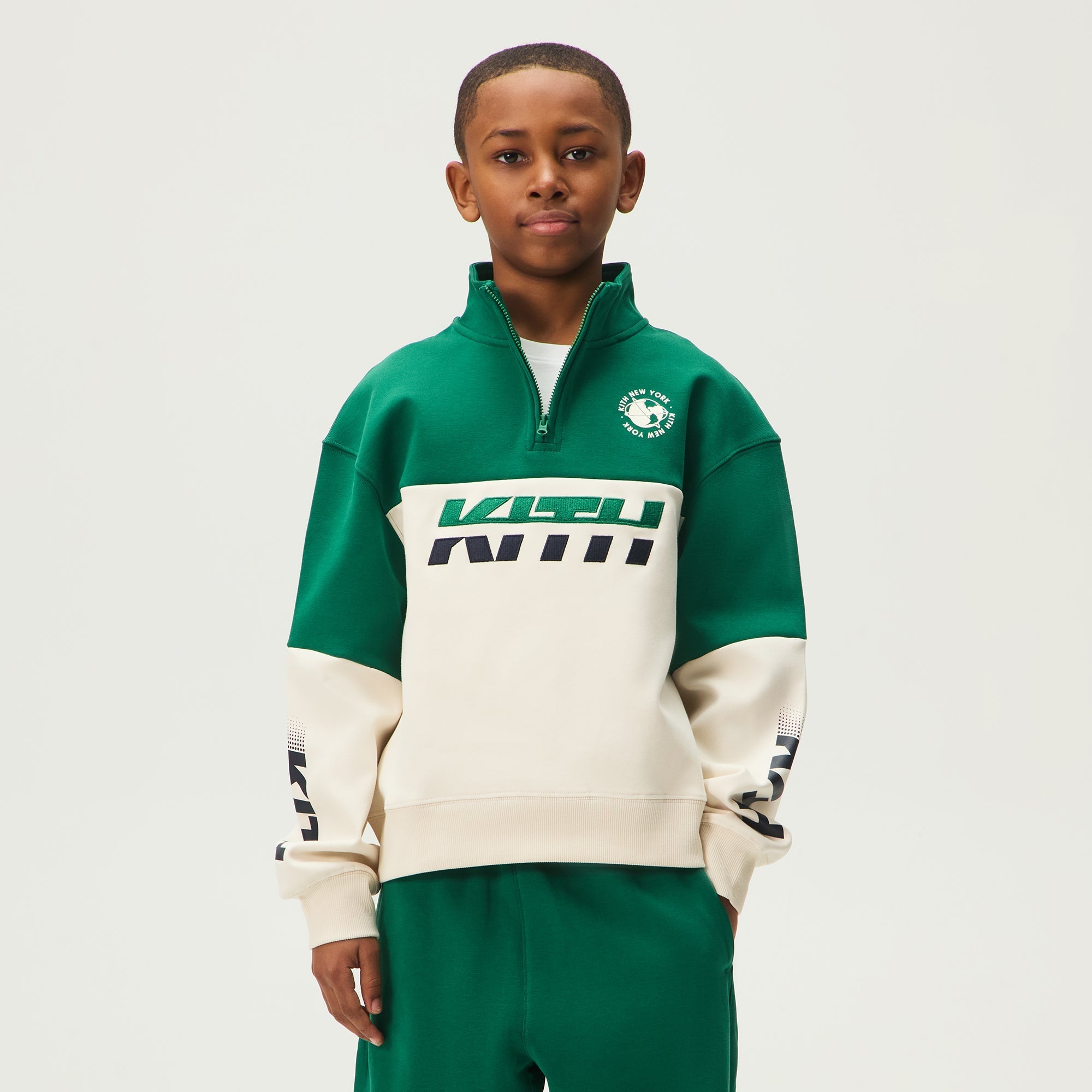 Kith Kids Logo Blocked Hunter Quarter Zip - Newt – Kith Canada