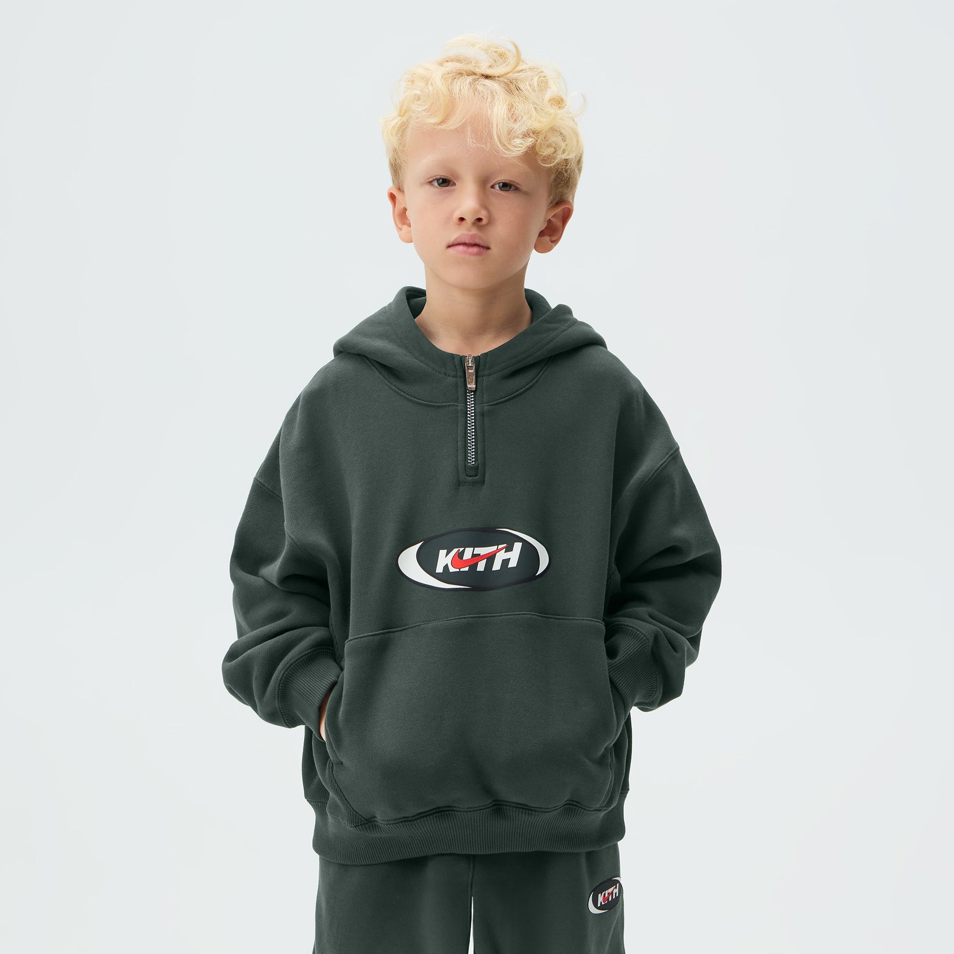 Kith Kids for Nike Quarter Zip Hoodie - Black Spruce