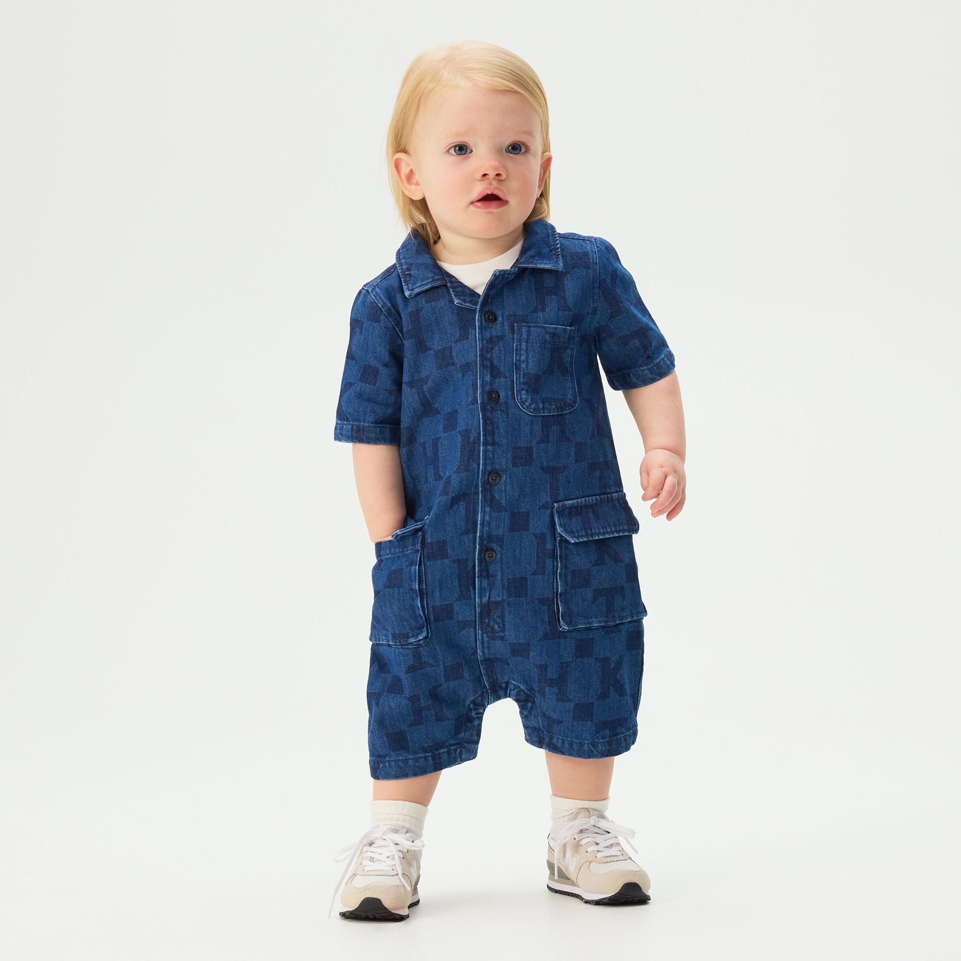 Kith Baby Monogram Denim Belmont Shortall - Stoerm Mid Wash