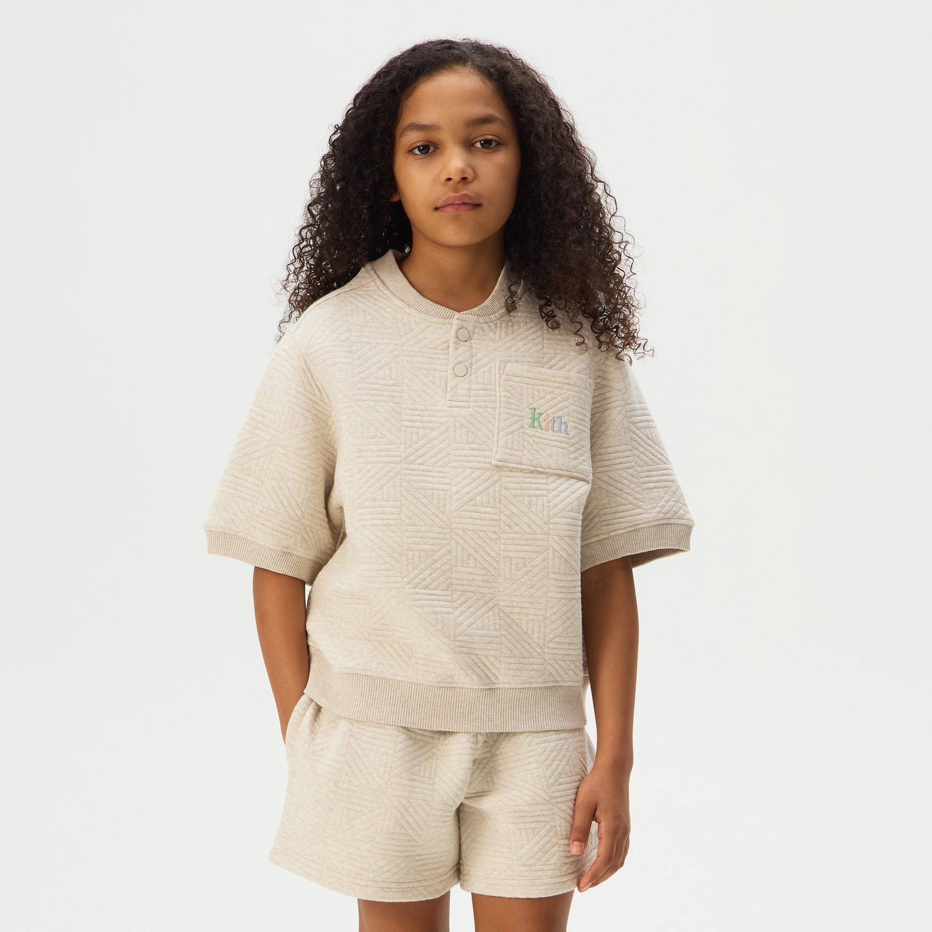Kith Kids Quilted Nelson Henley - Sandy Heather