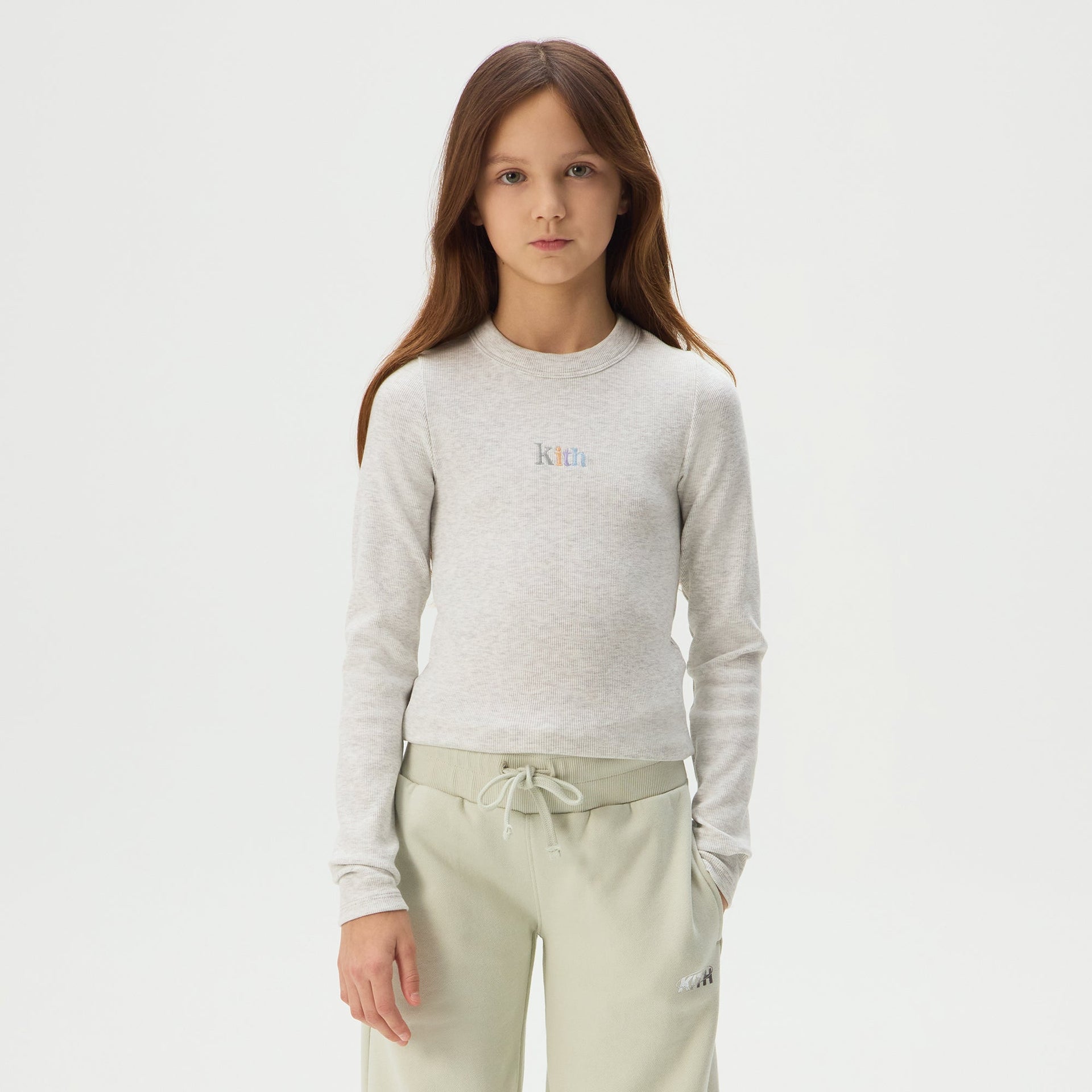 Kith Kids Long Sleeve Mulberry Tee - Light Heather Grey