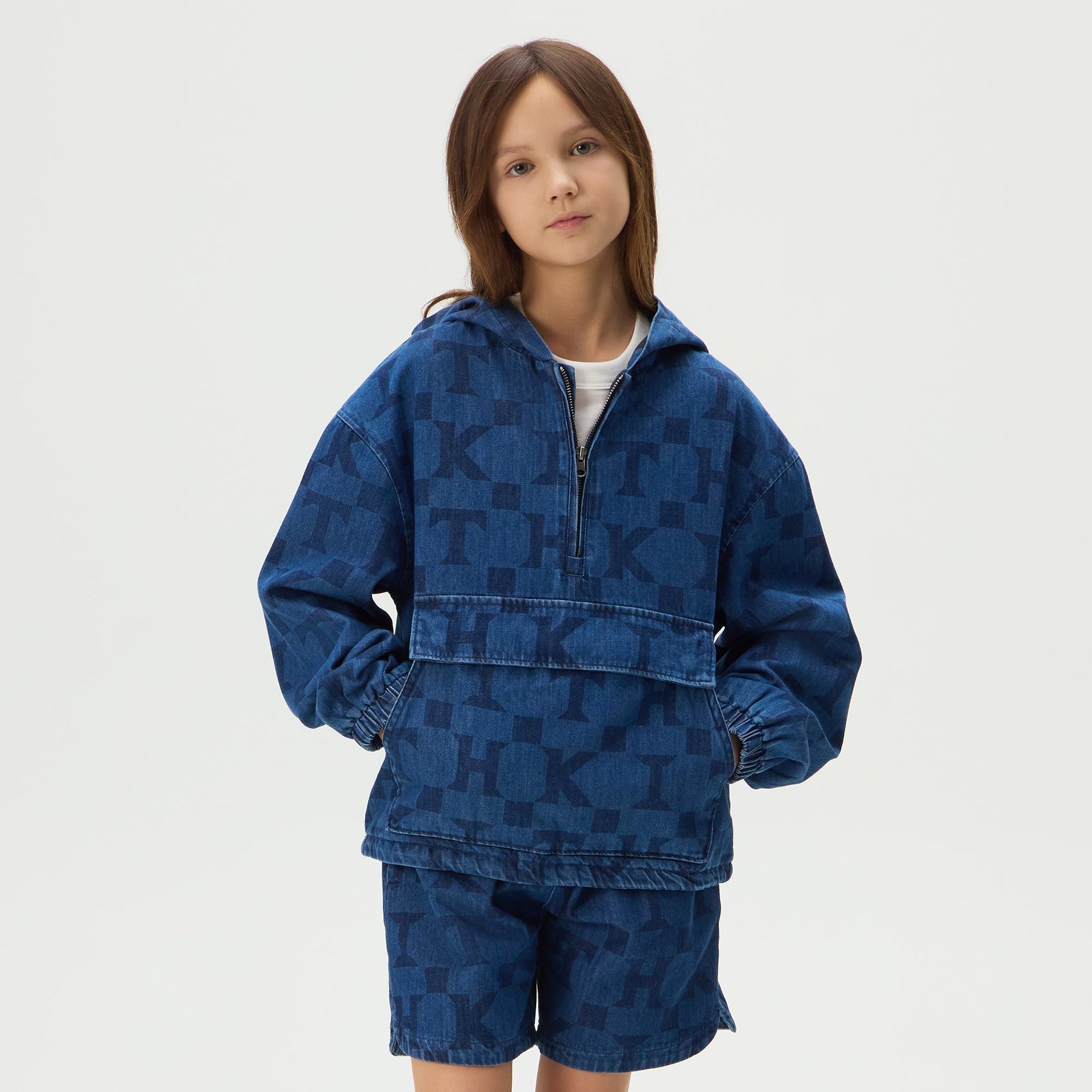 Kith Kids Monogram Denim Harrison Pullover - Stoerm Mid Wash
