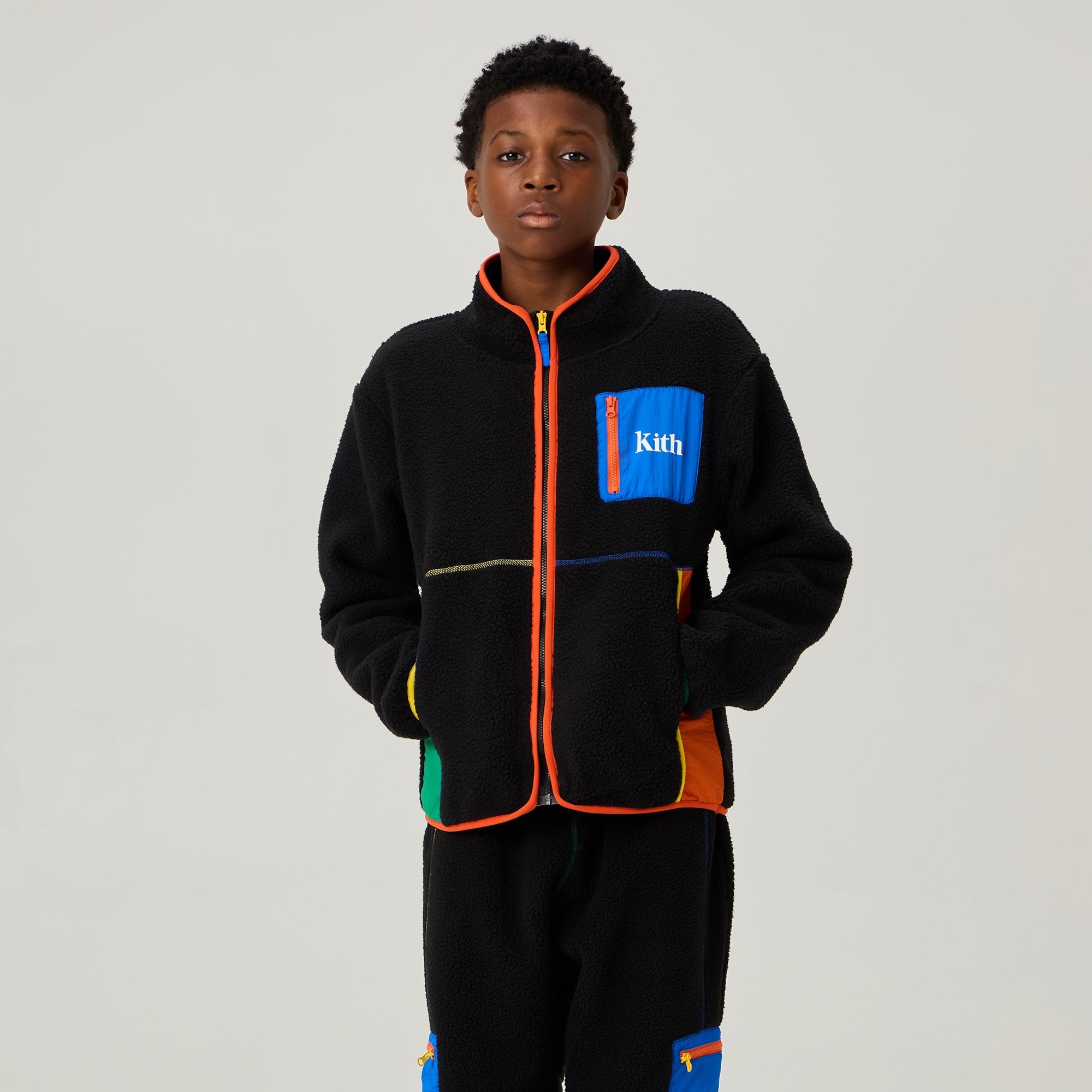 Kith Kids Color-Block Sherpa Antony Full Zip - Black – Kith Canada