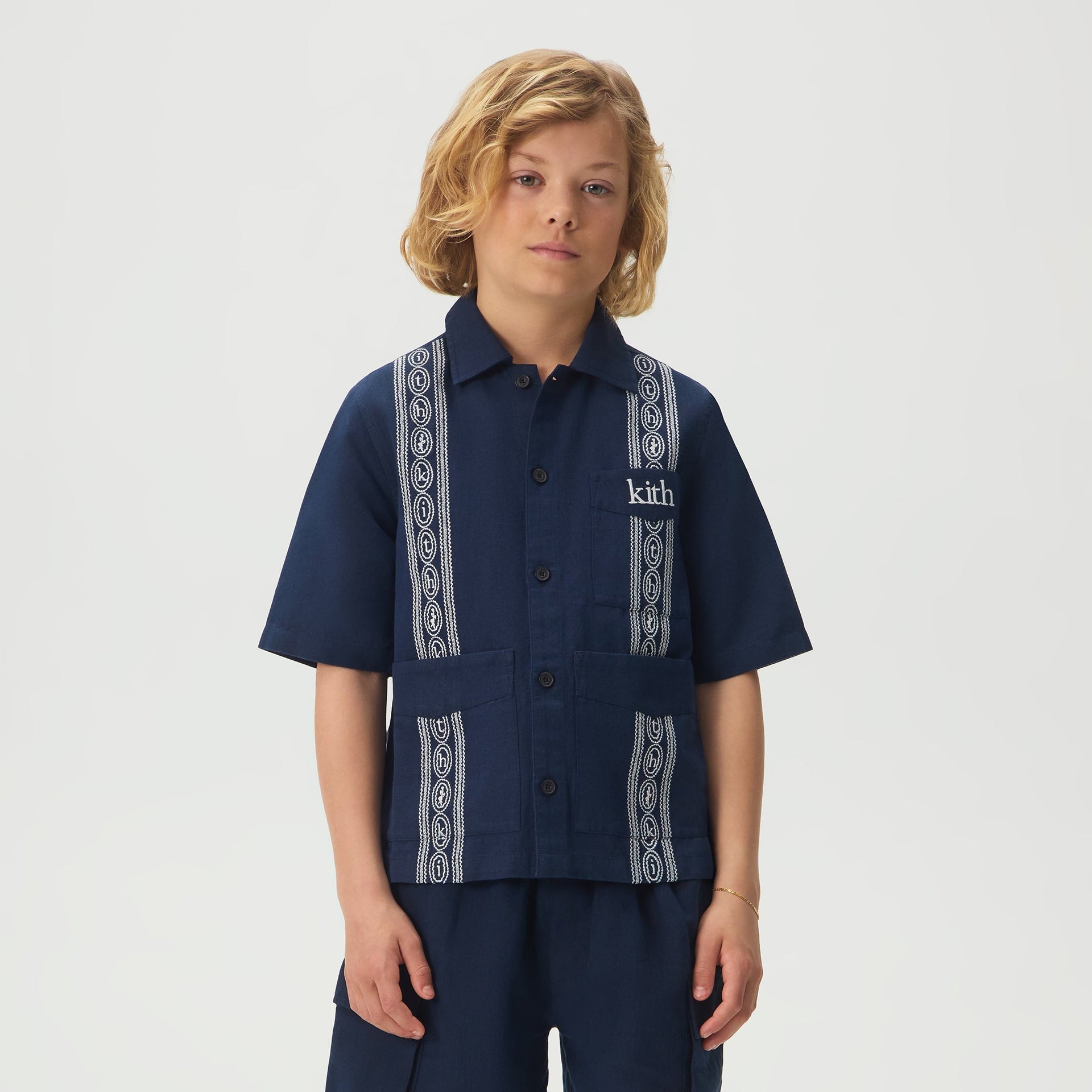Kith Kids Novelty Embroidered Bennet Collared Shirt - Nocturnal
